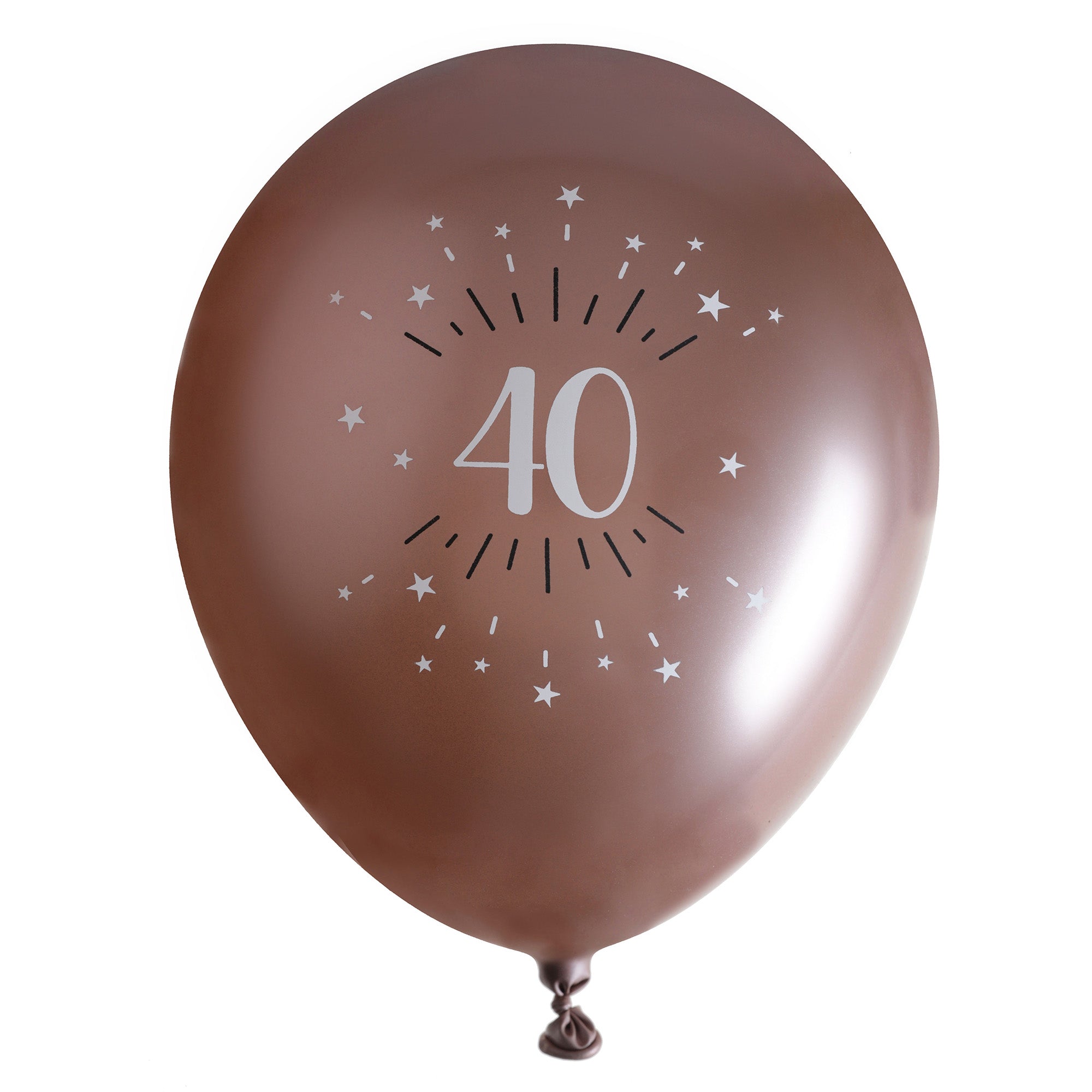 Sparkling Age 40 6 Printed Latex Balloons Rose Gold 12in