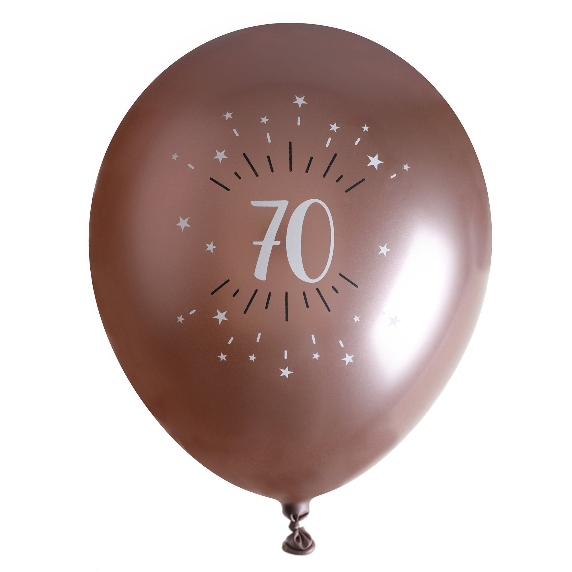 Sparkling Age 70 6 Printed Latex Balloons Rose Gold 12in