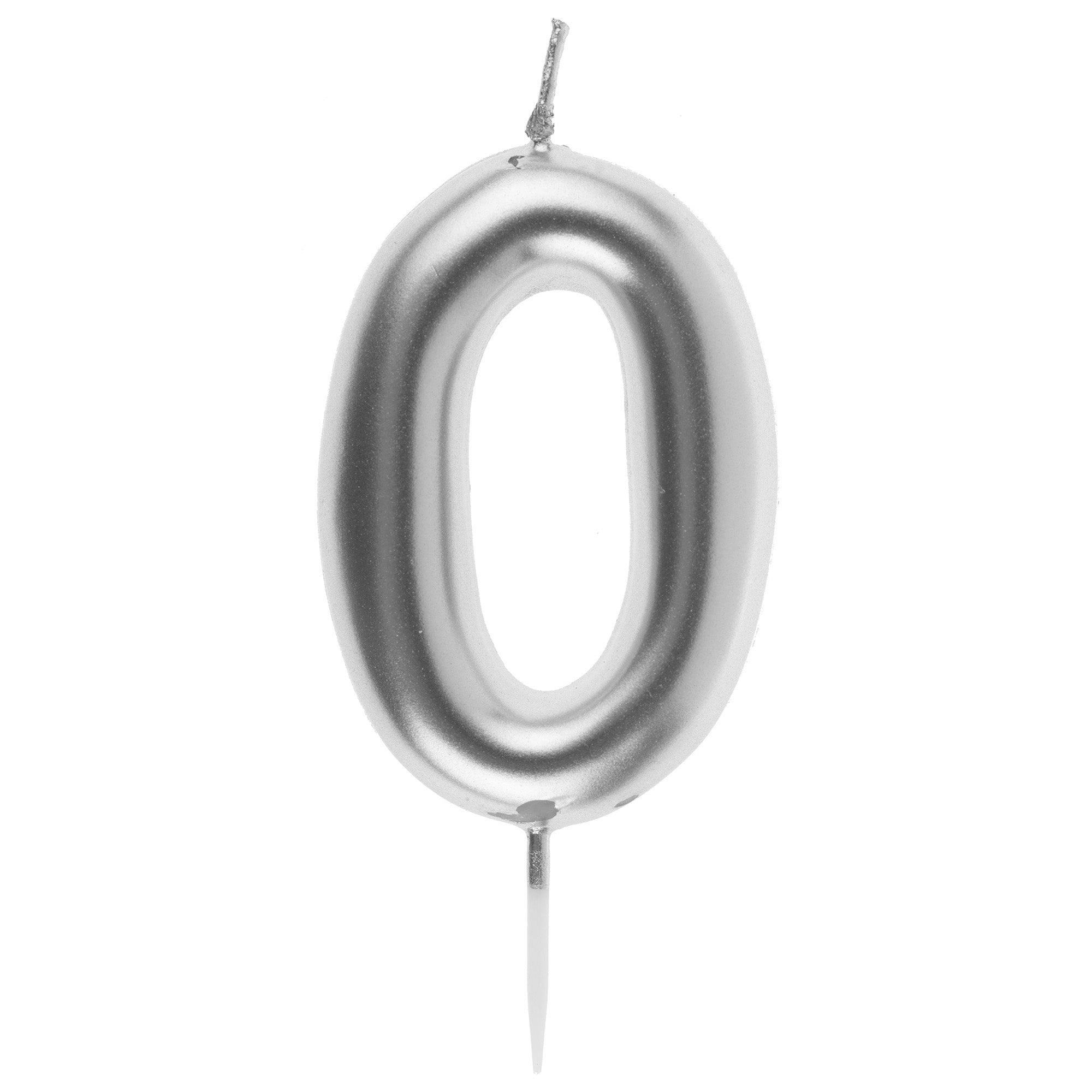 Number 0 Birthday Candle Silver 1.6x3.5in