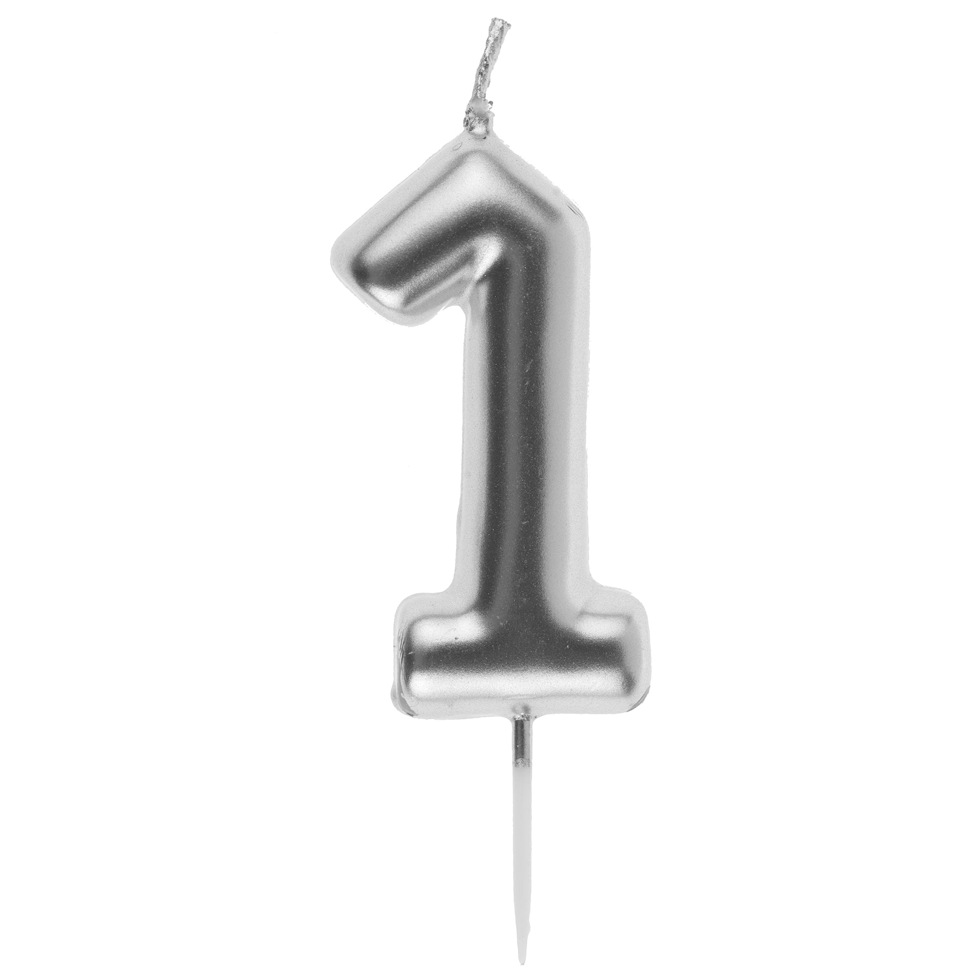 Number 1 Birthday Candle Silver 1.6x3.5in