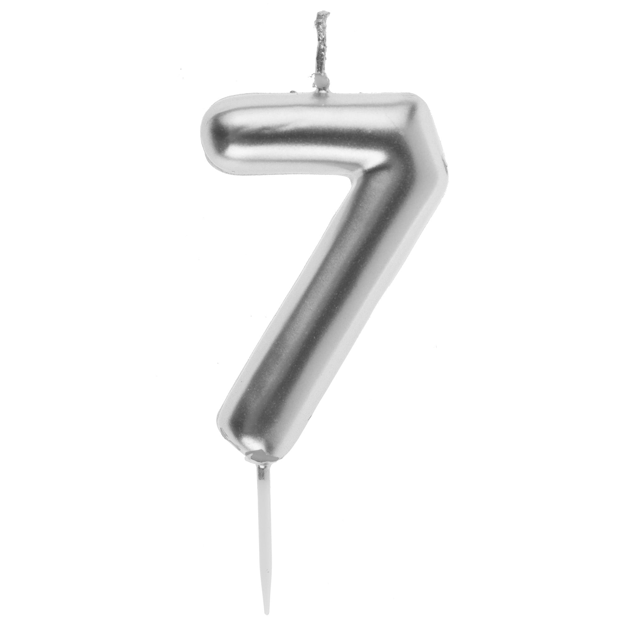 Number 7 Birthday Candle Silver 1.6x3.5in