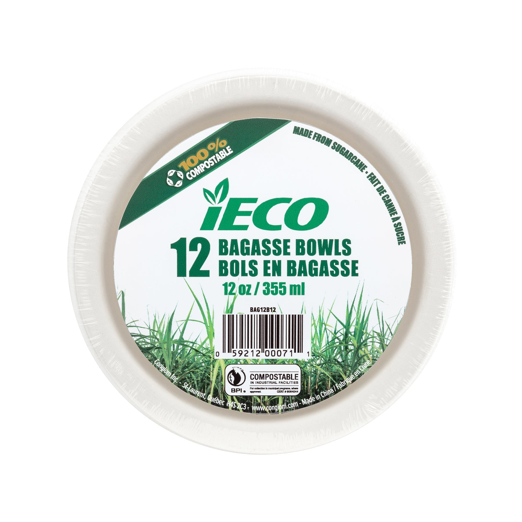 iEco 12 Bagasse Bowls 12oz