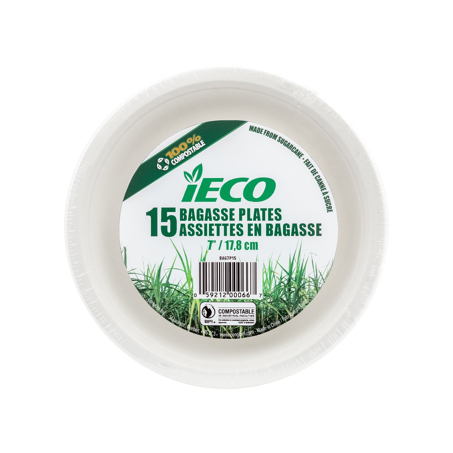 iEco 15 Bagasse Plates 7in