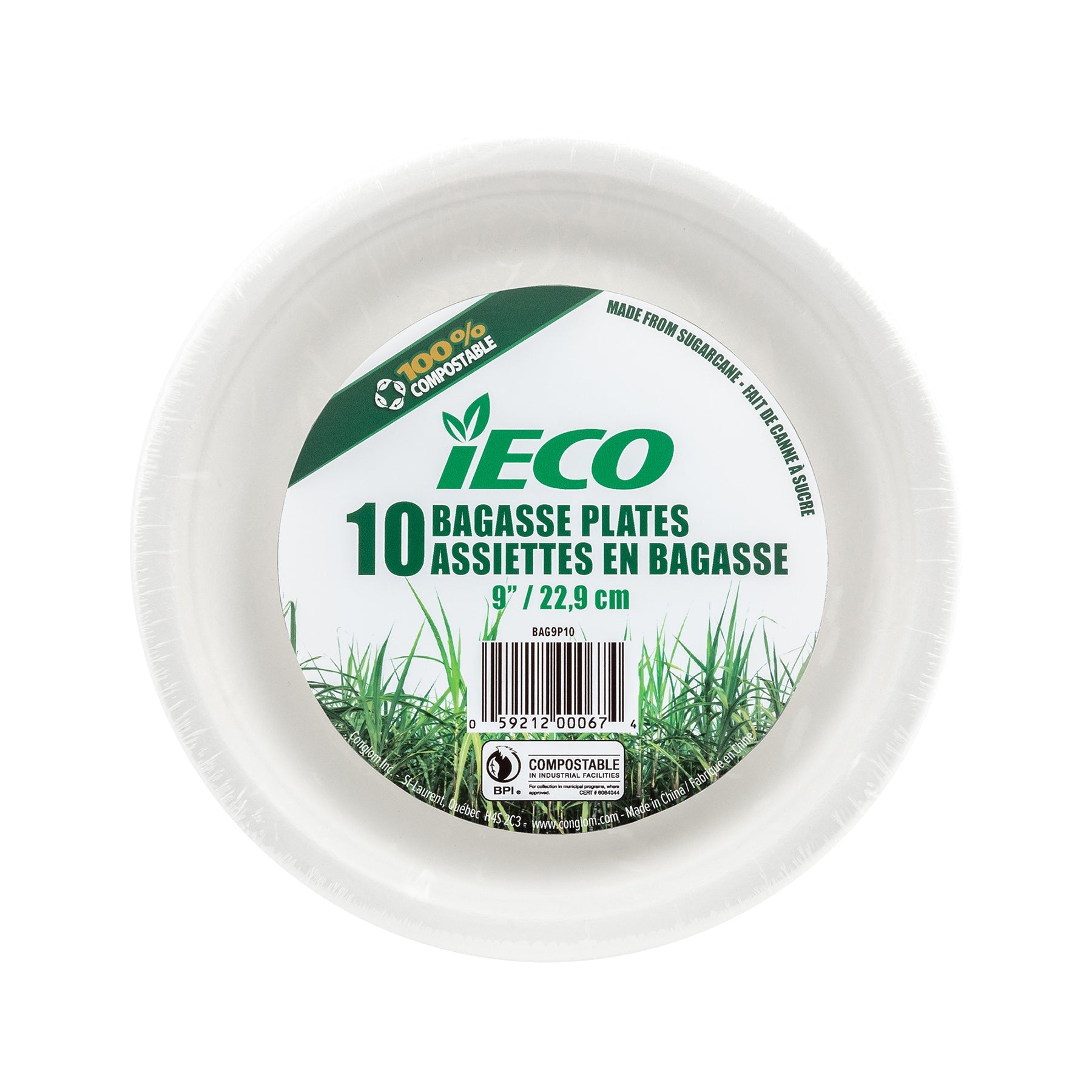 iEco 10 Bagasse Plates 9in