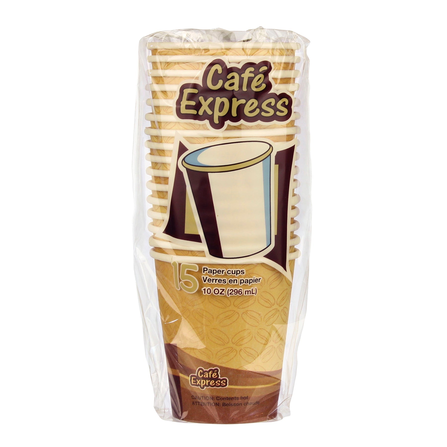 Café Express 15 Paper Cups Coffee Bean Print 10oz