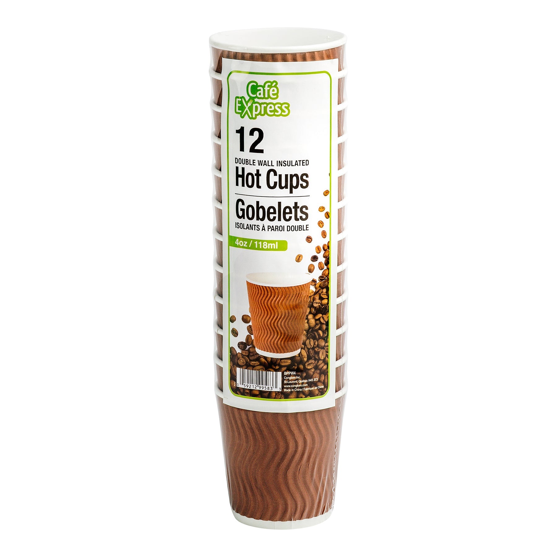 Café Express 12 Paper Cups Double Walls Insulated Wave Ripples 4oz