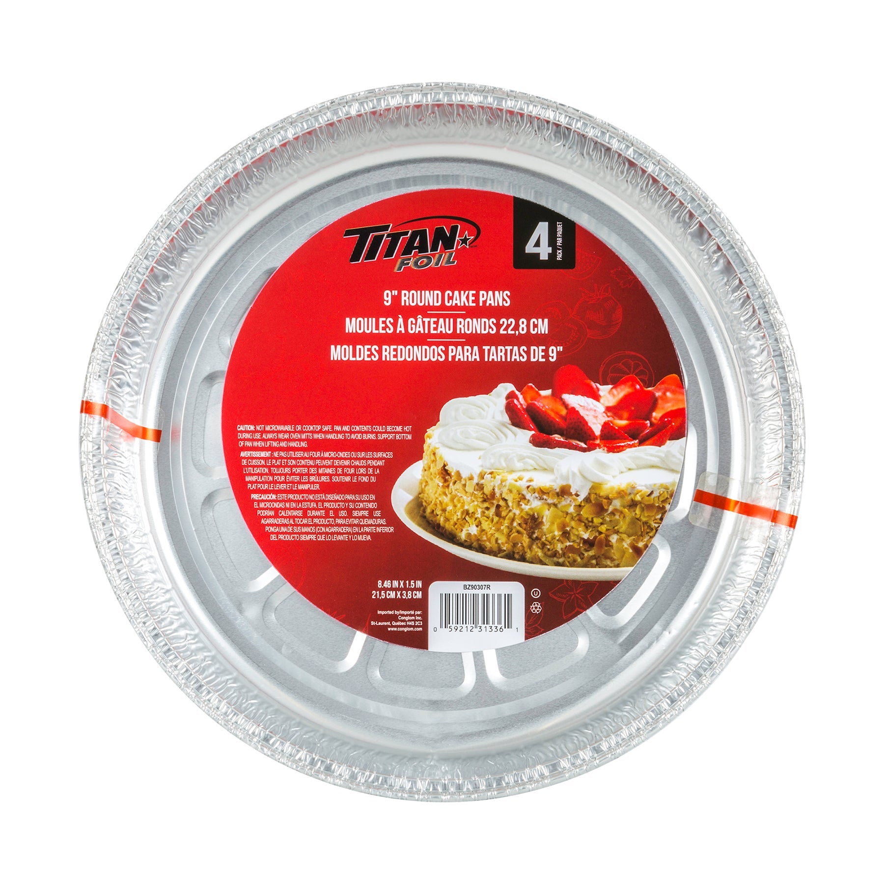 Titan 4 Aluminium Round Cake Pans 9in