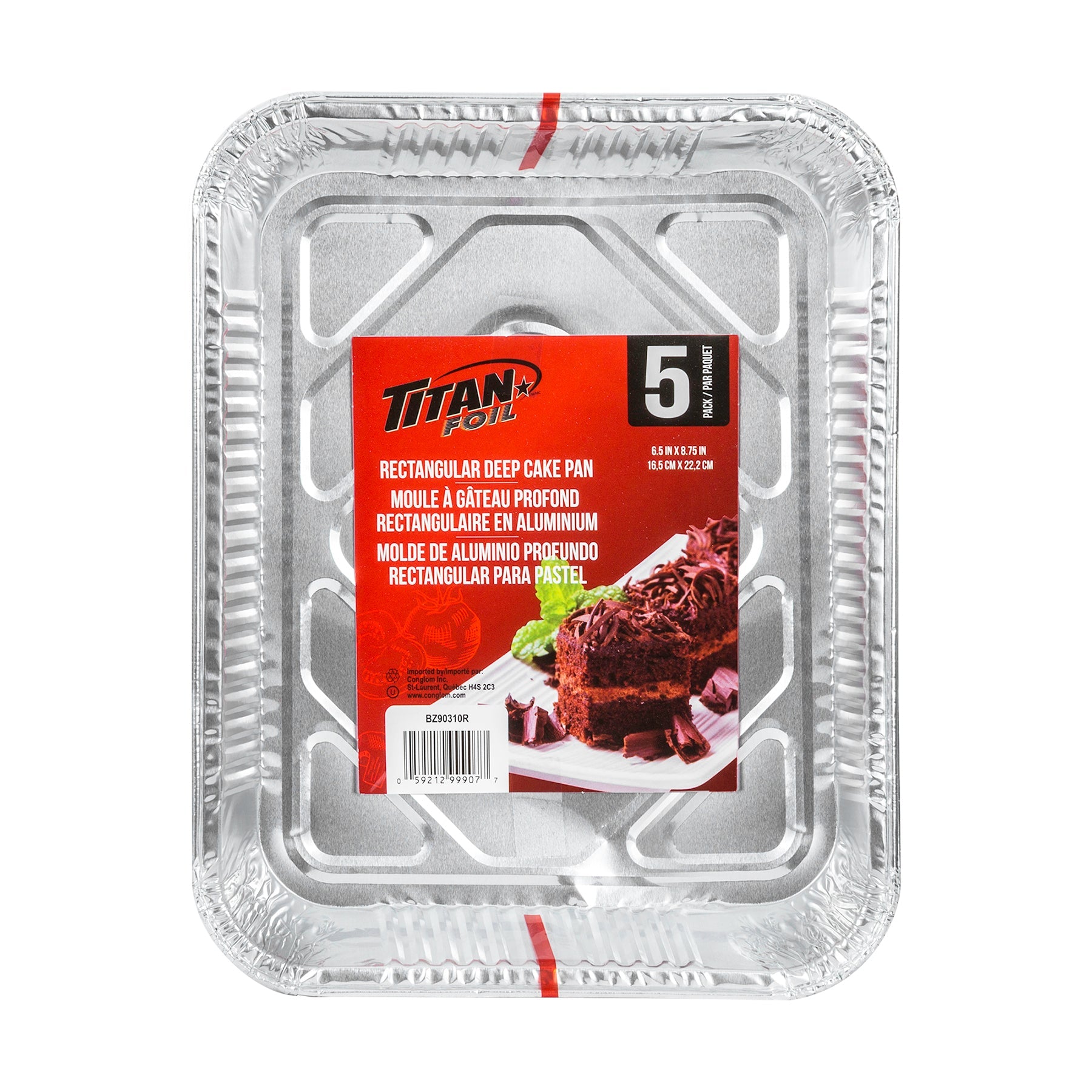 Titan 5 Aluminium Rectangular Deep Cake Pans 6.5x8.75x2in