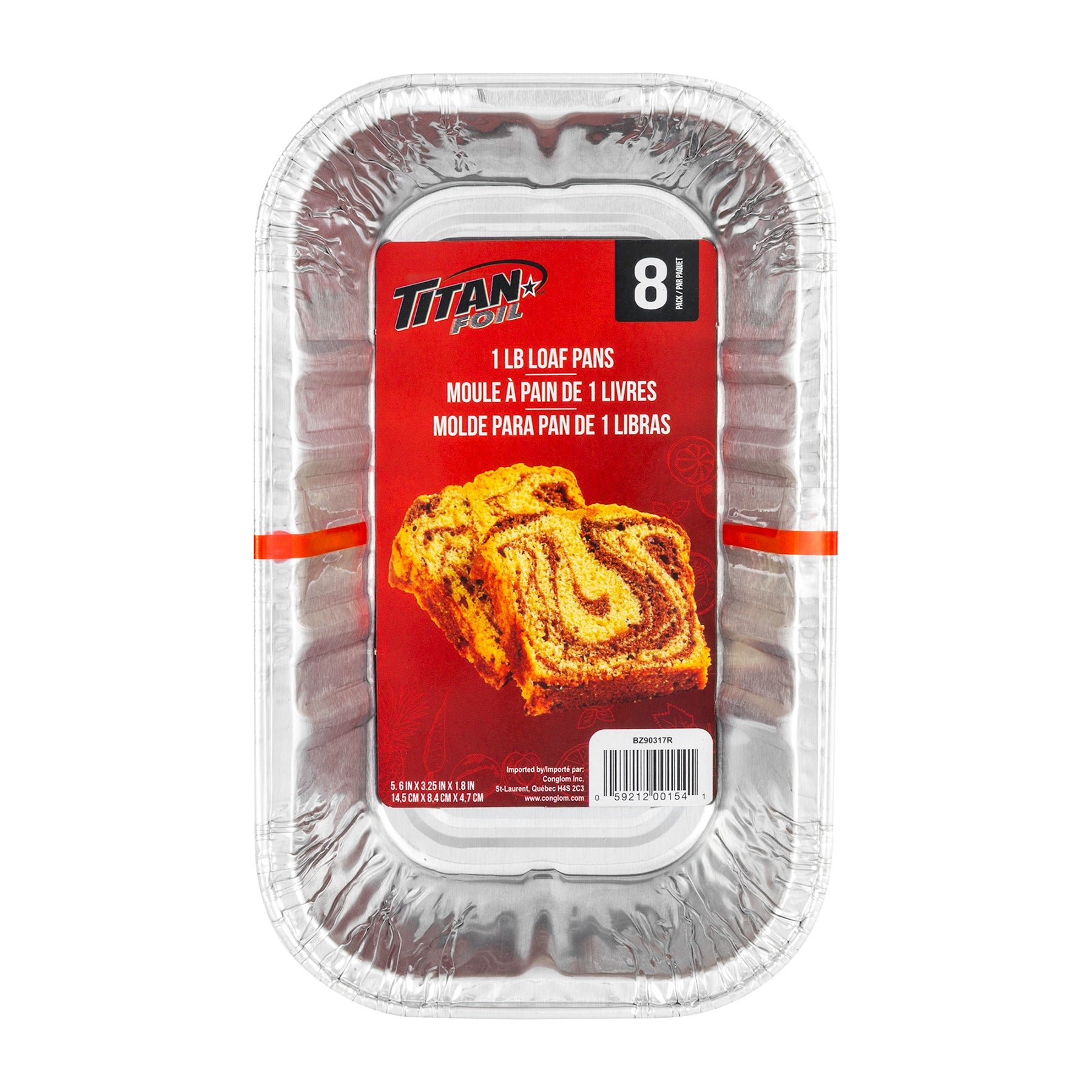 Titan 8 Aluminium Loaf Pans 1lb 5.6x3.25x1.8in