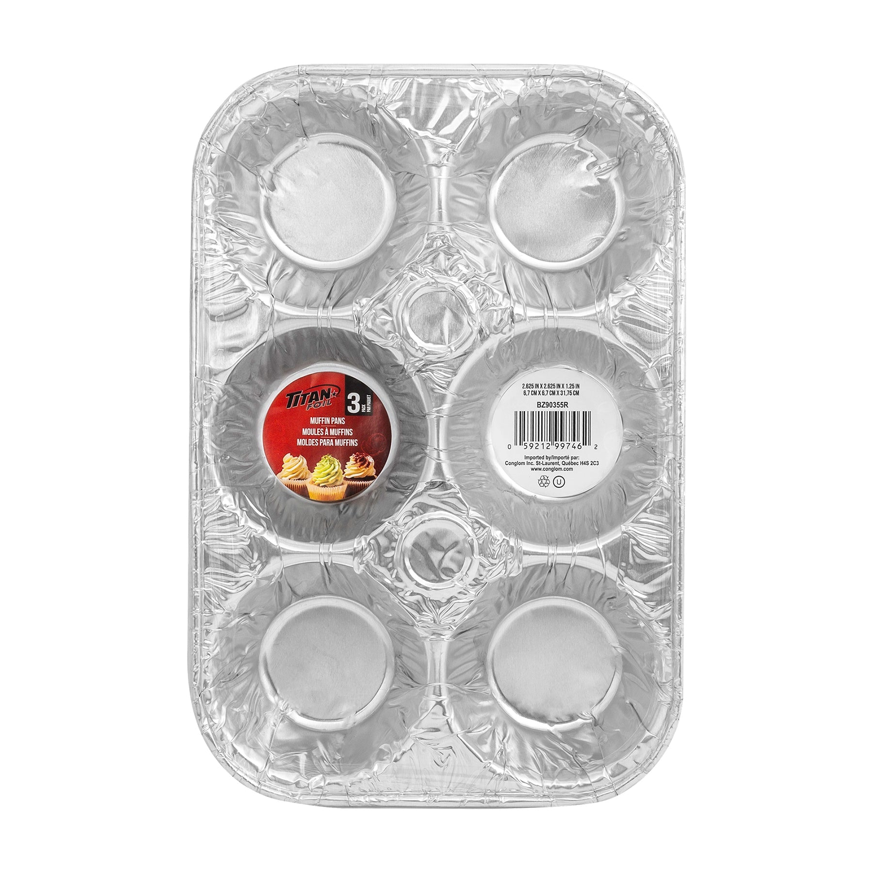 Titan 3 Aluminium Muffin Pans 2.62x1.25in Muffin Size