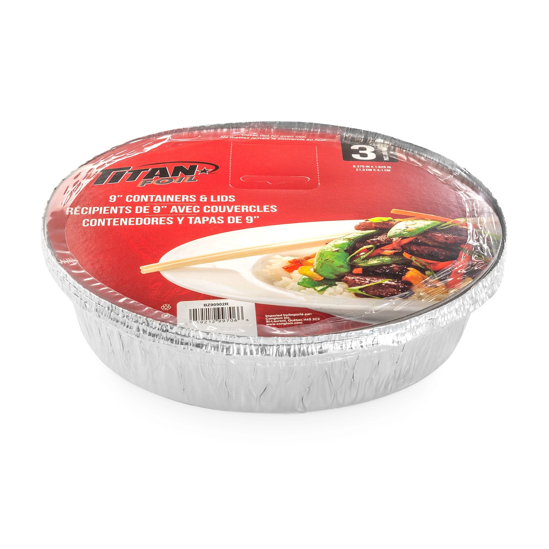 Titan 3 Aluminium Round Containers and Lids 9in