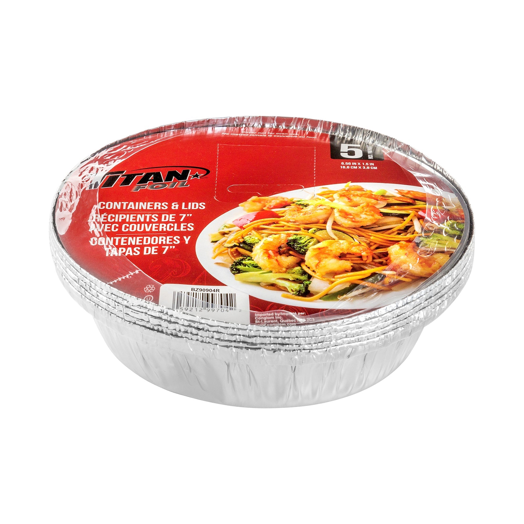 Titan 5 Aluminium Round Containers and Lids 7in