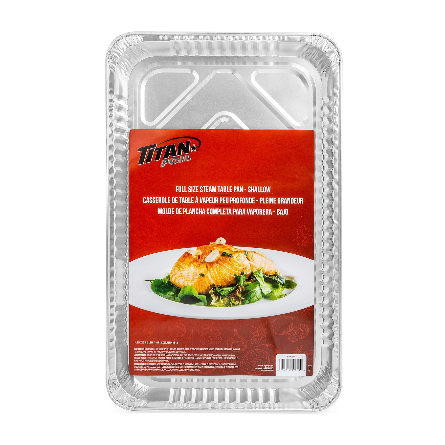 Titan Aluminium Full Size Shallow Steam Roaster Pan 19.5x12x1.5in