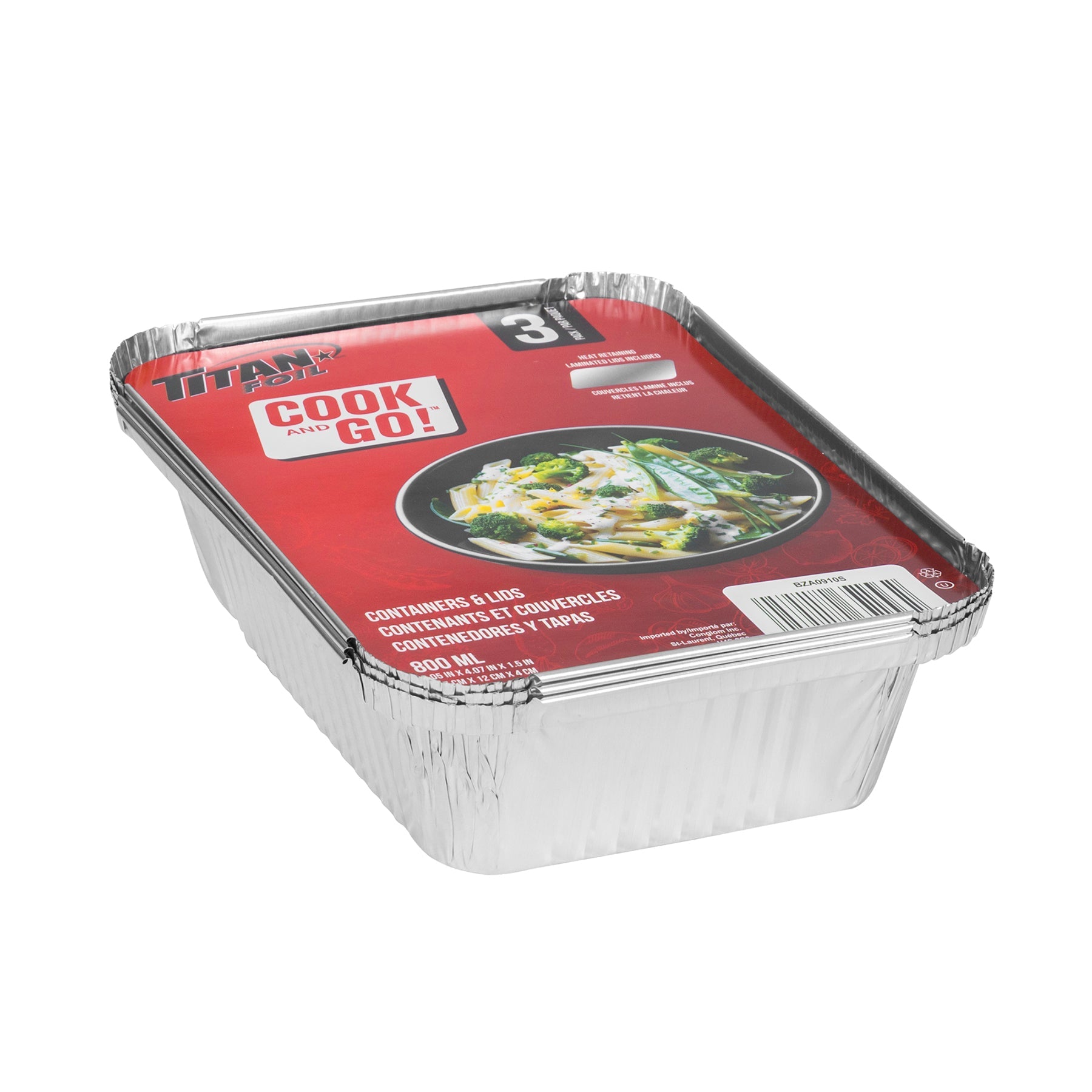 Titan 3 Aluminium Rectangular Containers with Lids 2lb 6.05x4.07x1.5in