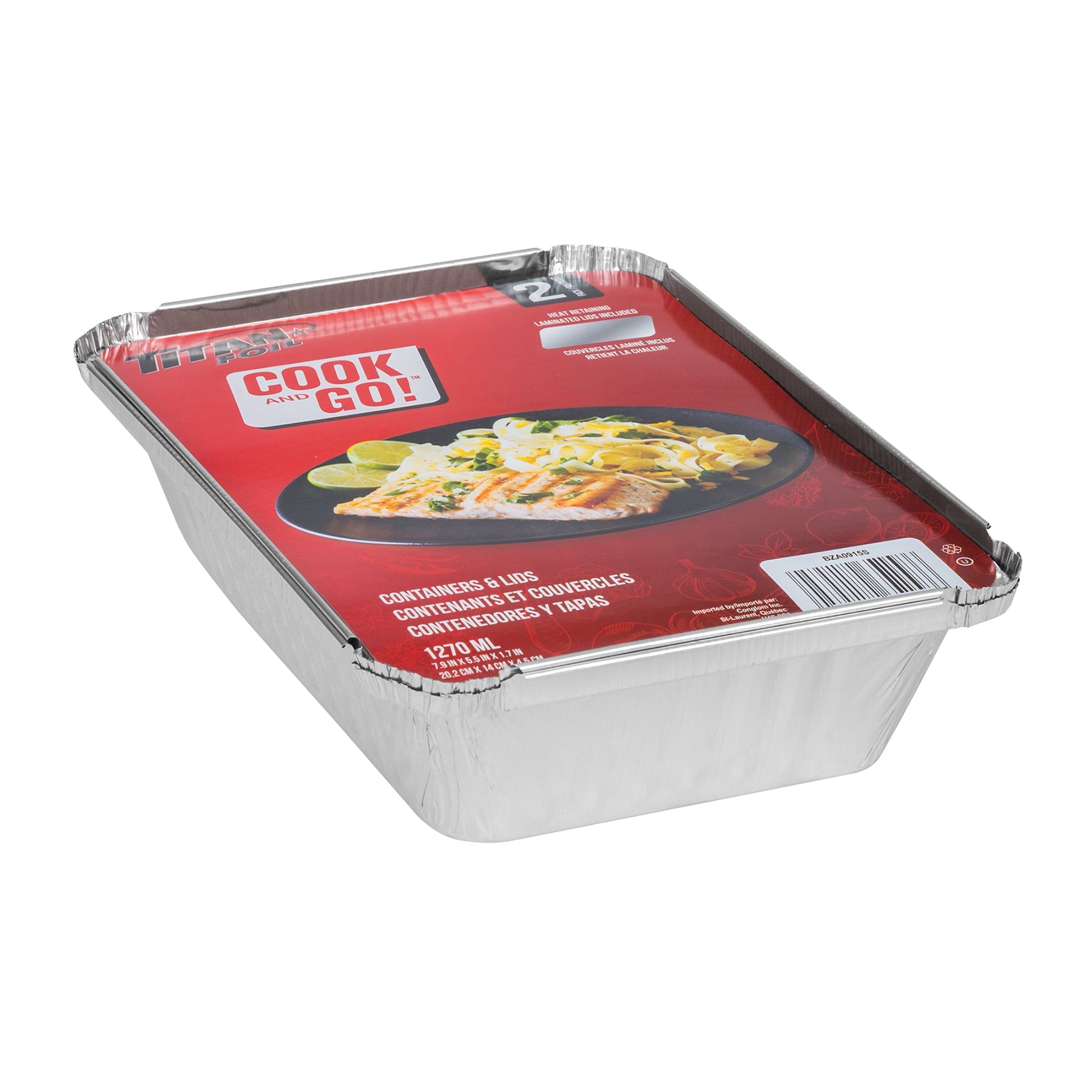 Titan 2 Aluminium Rectangular Containers with Lids 3lb  7.9x5.5x1.7in