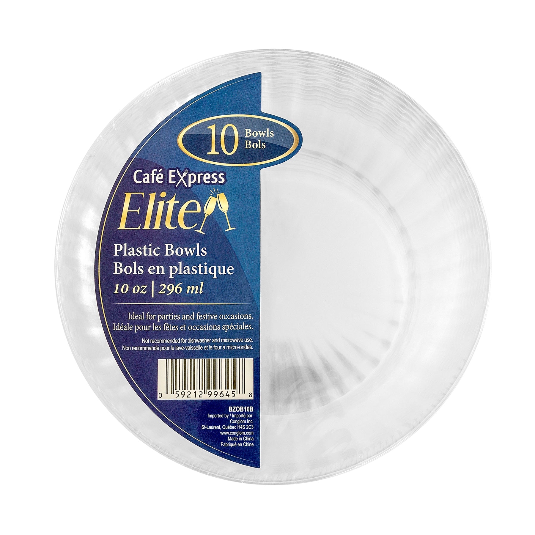 Café Express Elite 10 Clear Plastic Bowls 10oz