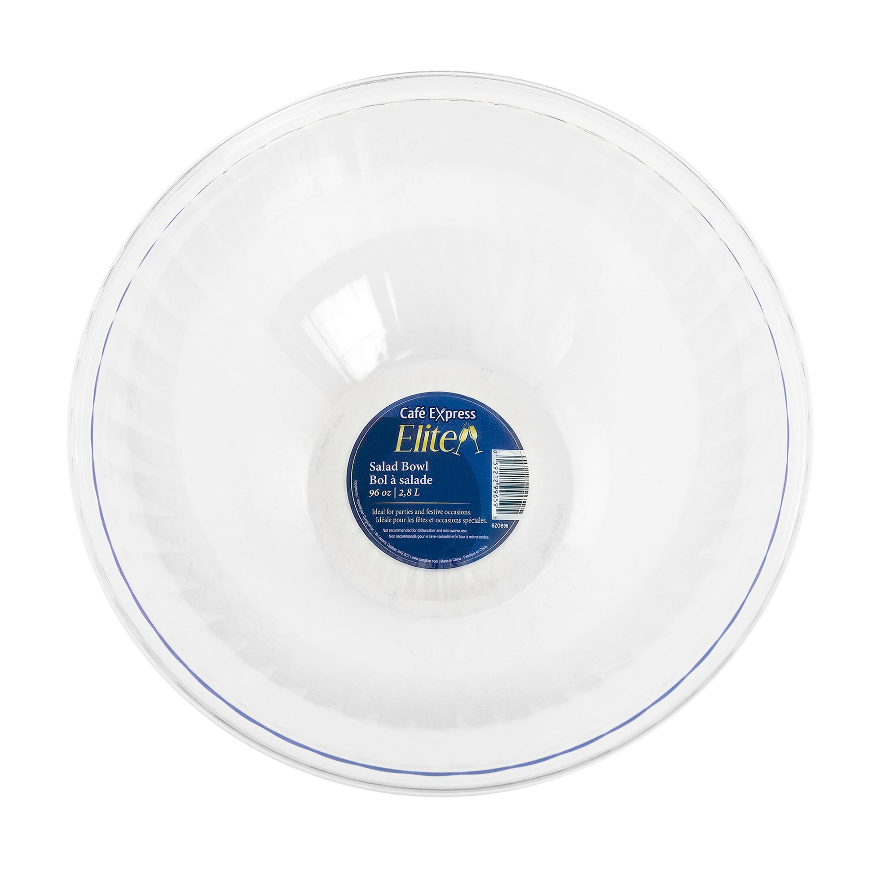 Café Express Elite Salad Bowl Clear Plastic 96oz