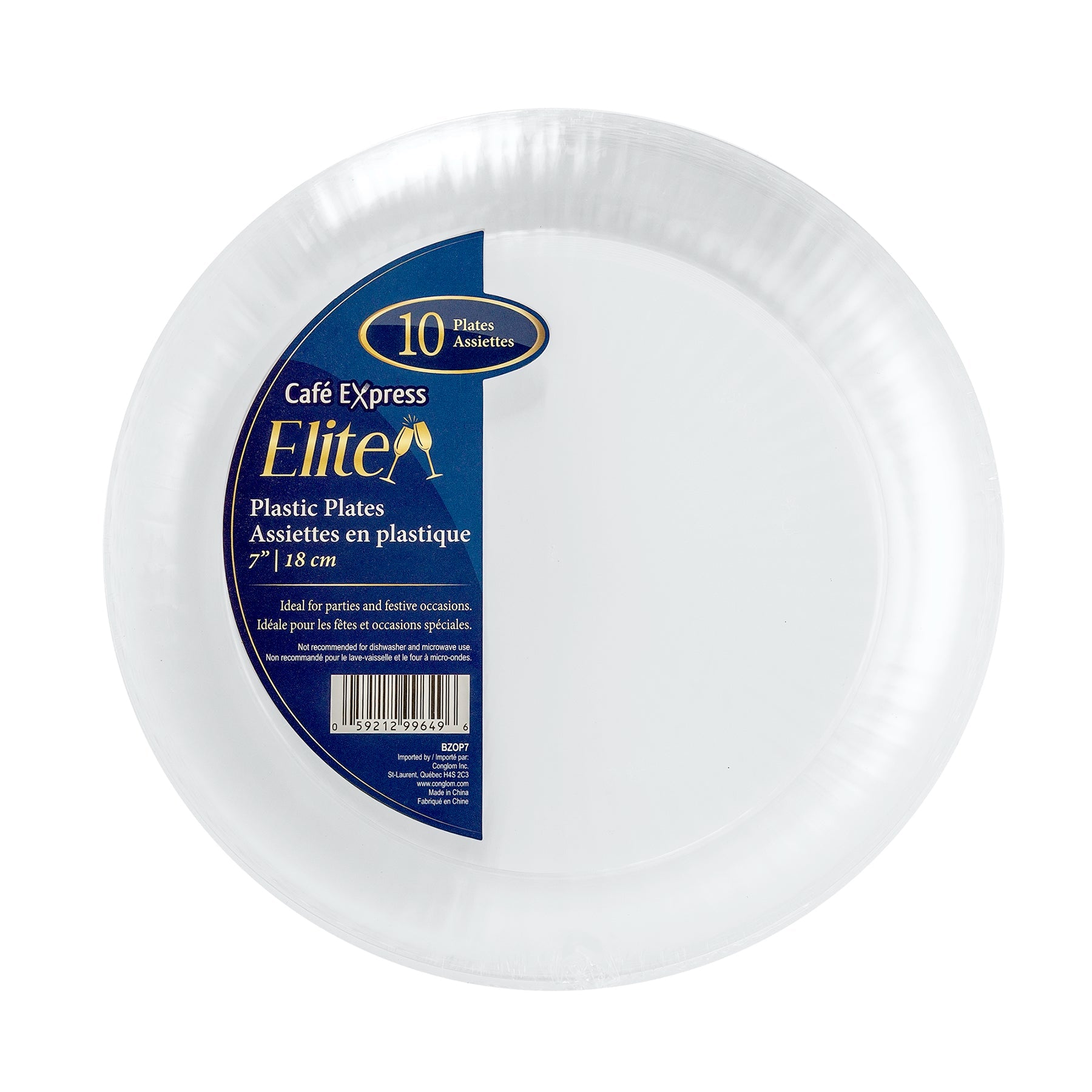 Café Express Elite 10 Round Plates Clear Plastic 7in