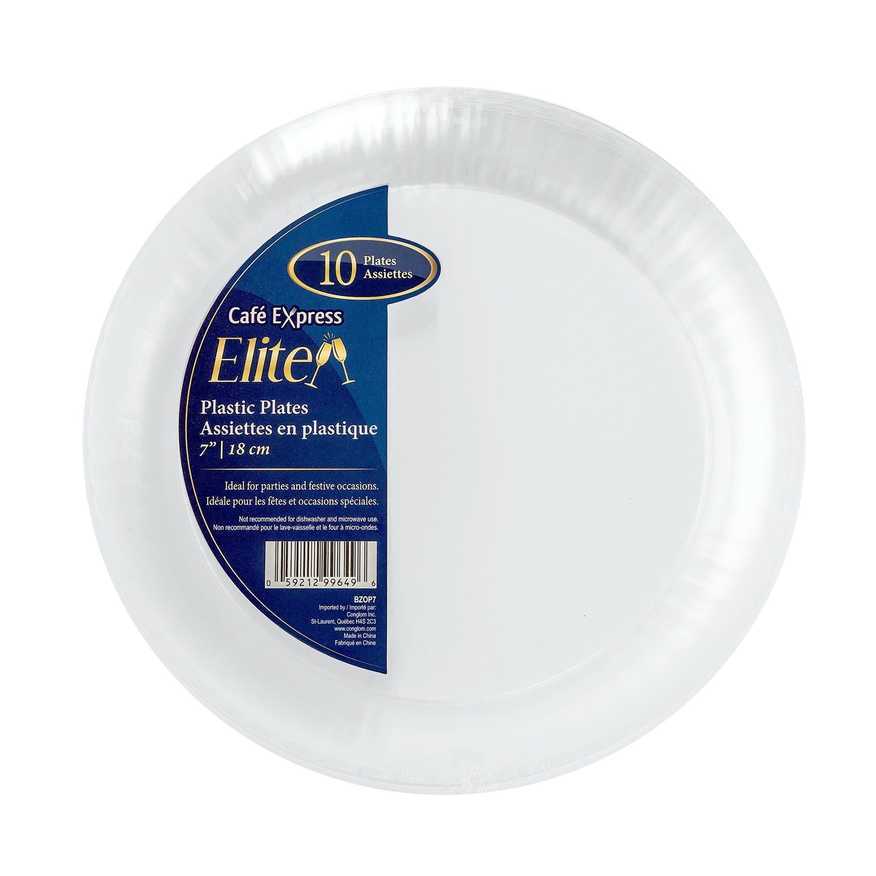 Café Express Elite 10 Round Plates Clear Plastic 7in