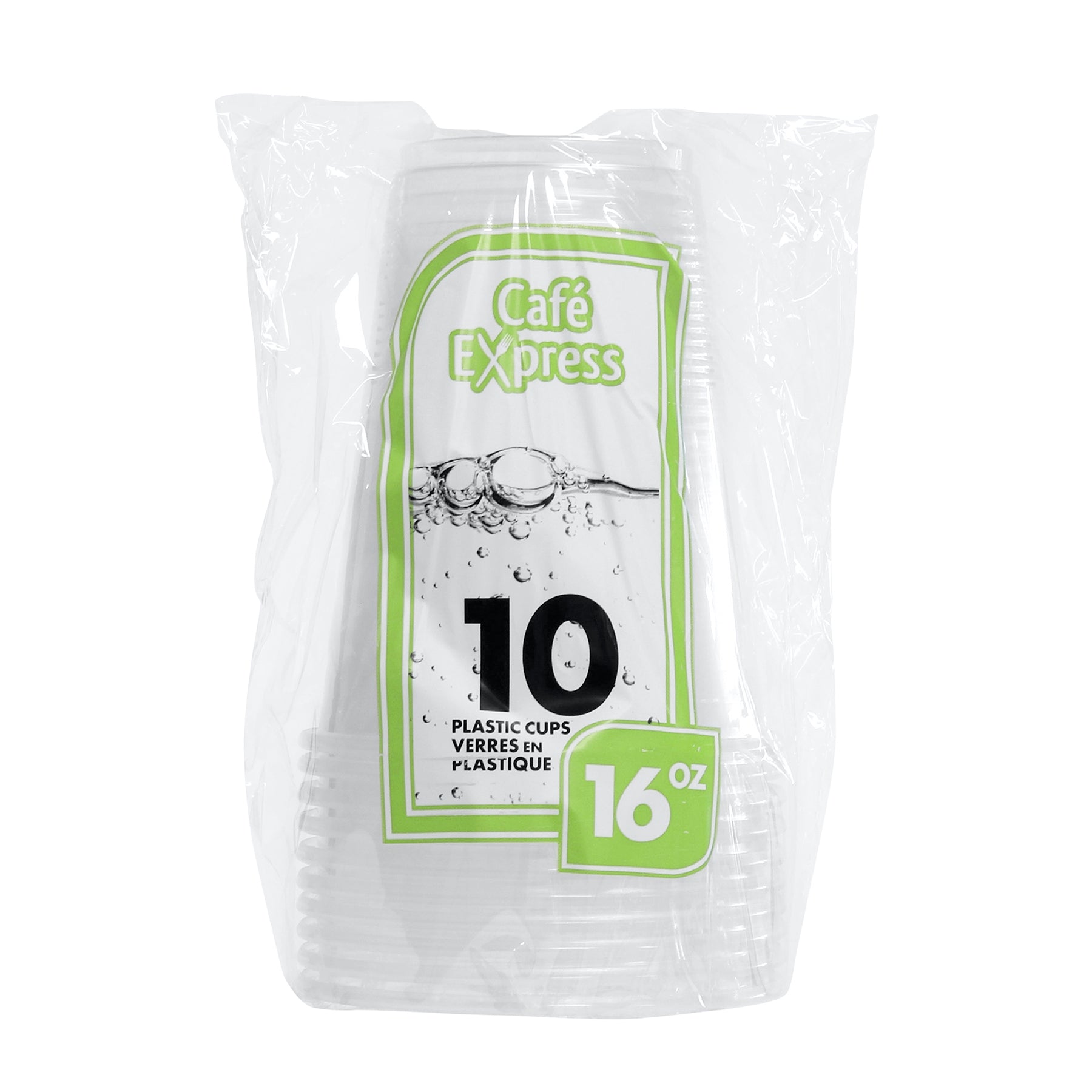 Café Express 10 Cups Clear Plastic 16oz