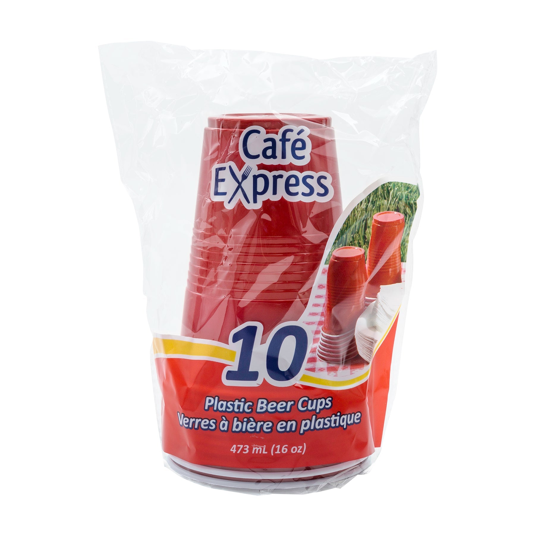 Café Express 10 Beer Cups Red Plastic 16oz