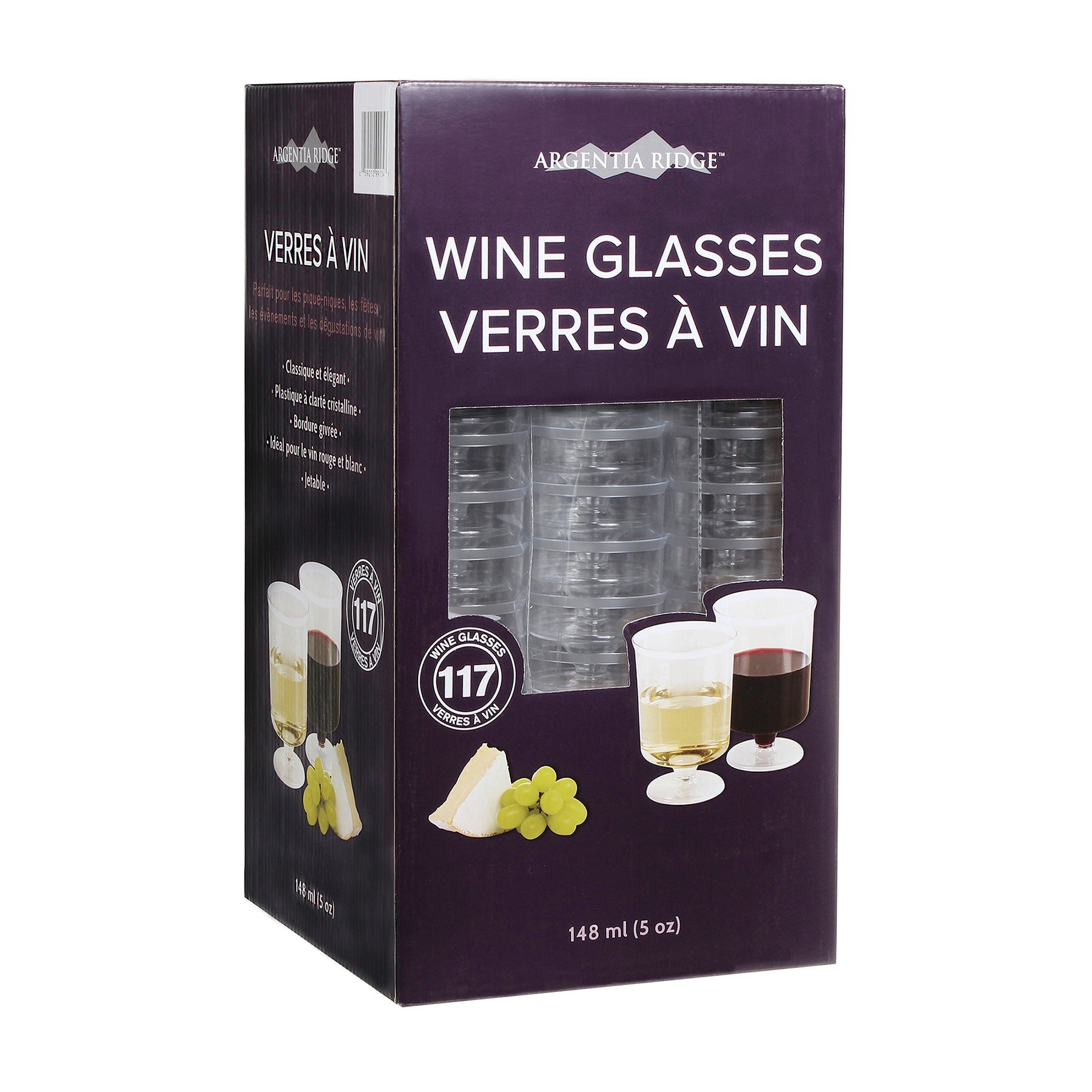 Argentia Ridge 117 Wine Glasses Clear Plastic 5oz each