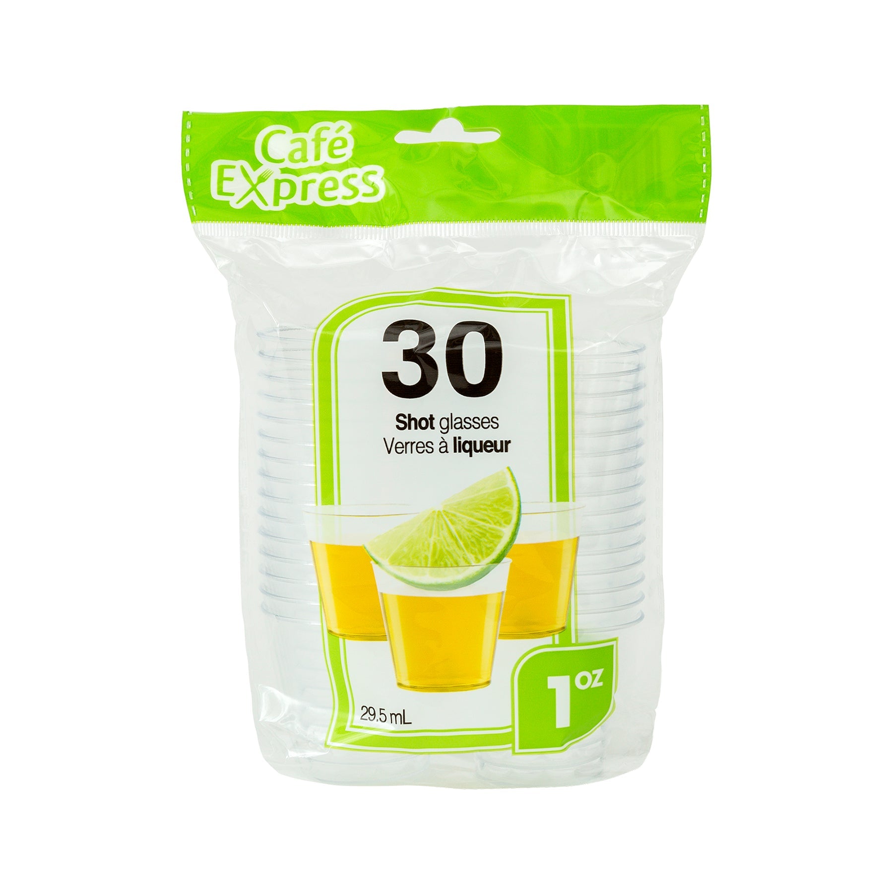 Café Express 30 Shot Glasses Clear Plastic 1oz