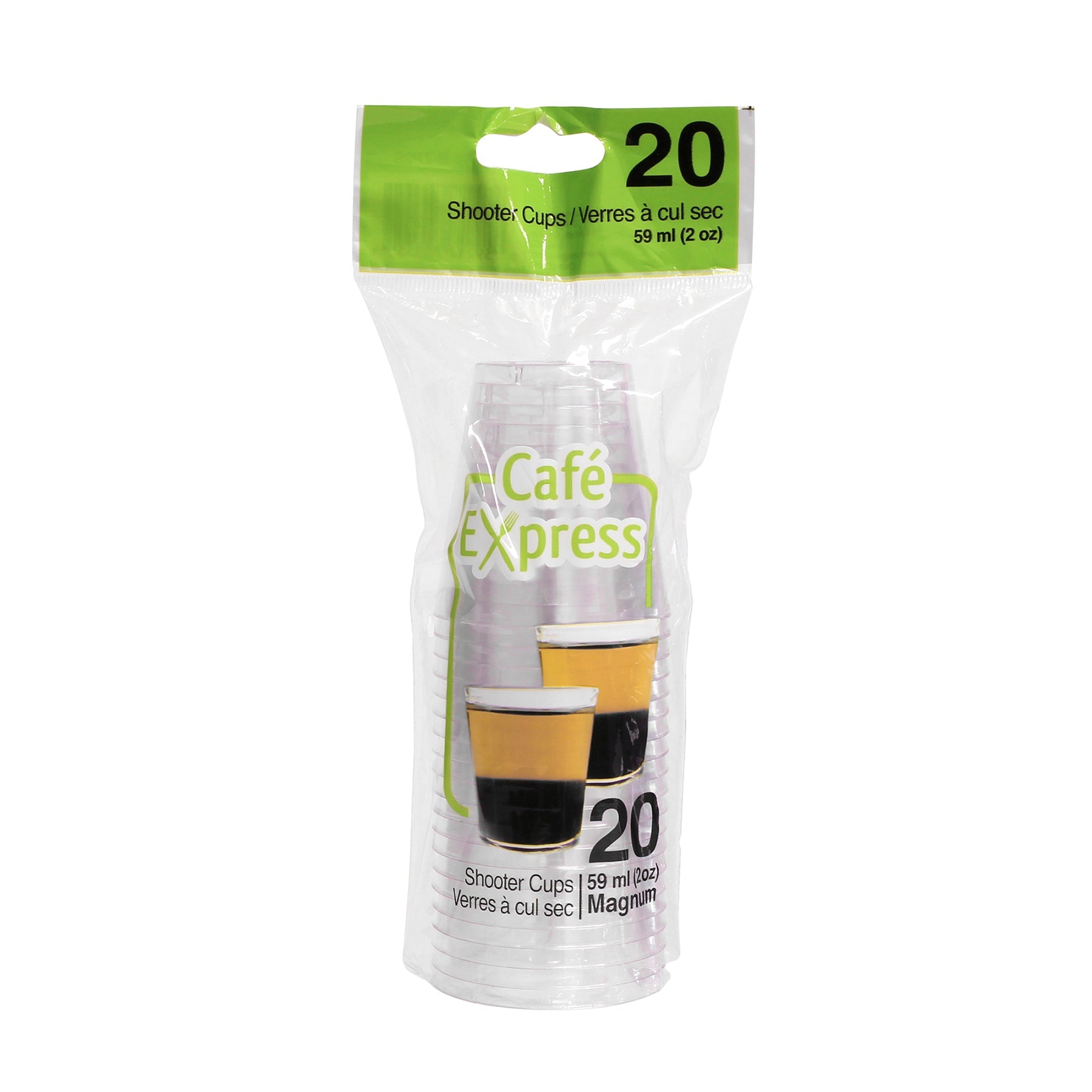 Café Express 20 Shot Glasses Clear Plastic 2oz