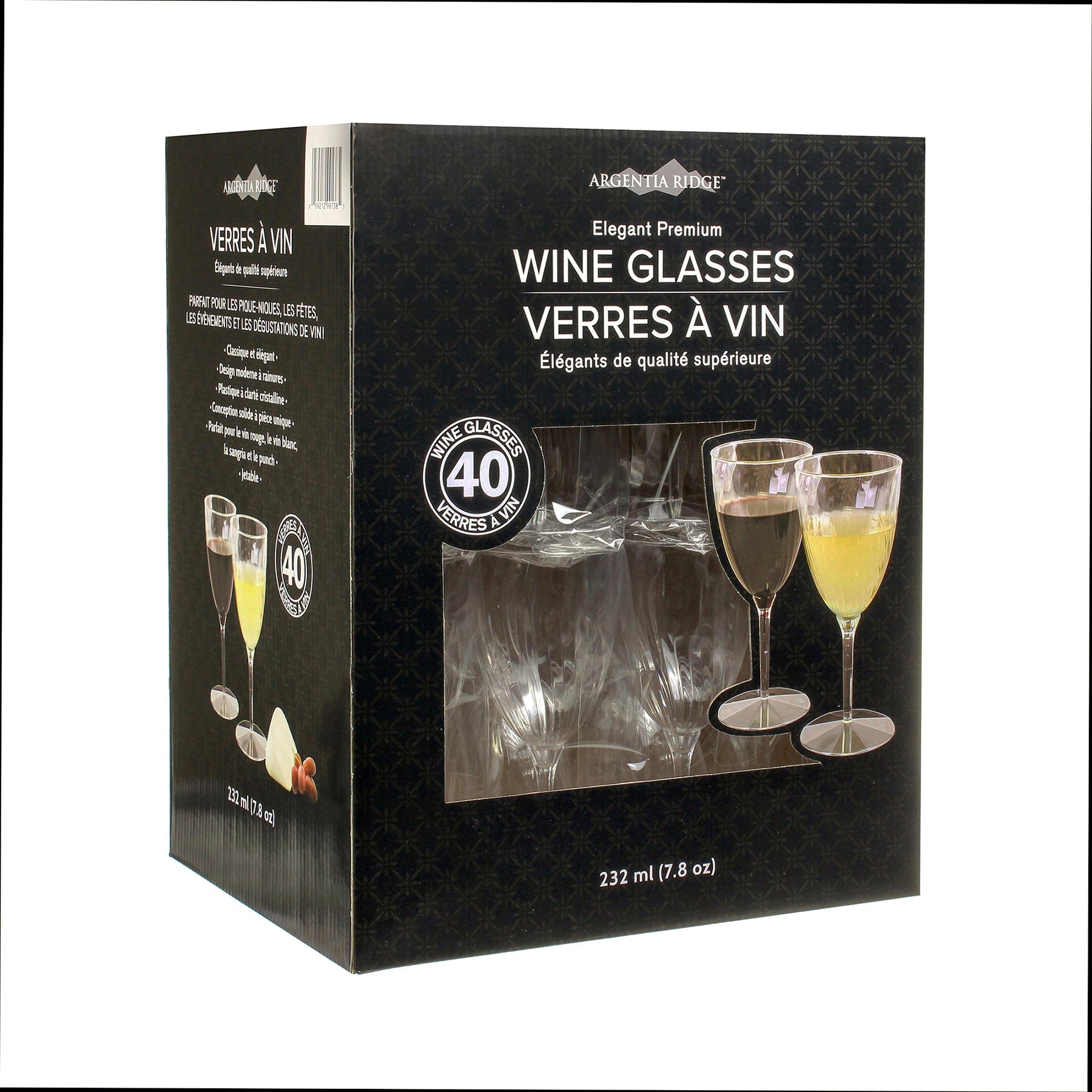 Argentia Ridge 40 Crystal Wine Glasses Clear Plastic 7.8oz