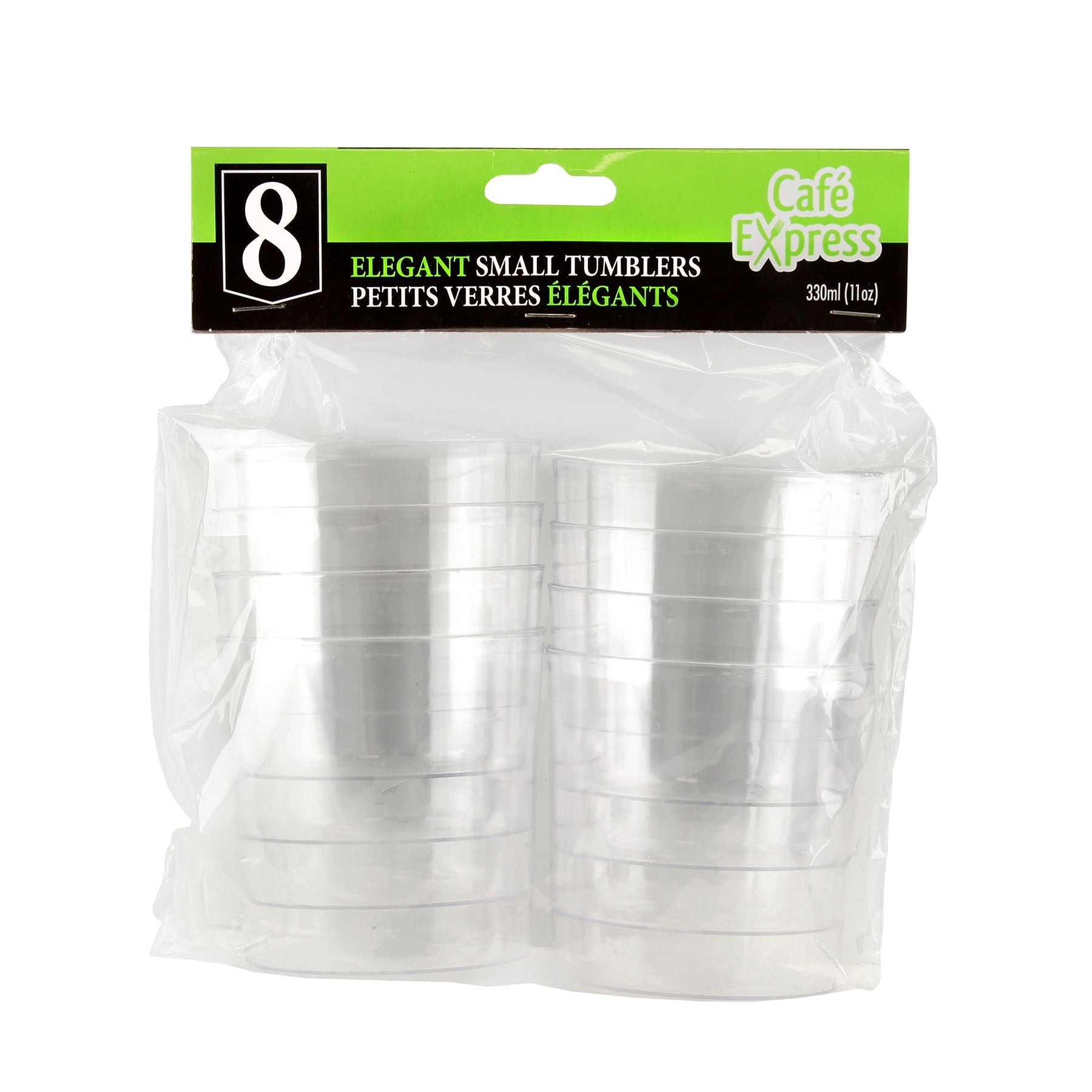 Café Express 8 Small Tumblers Clear Plastic 11oz