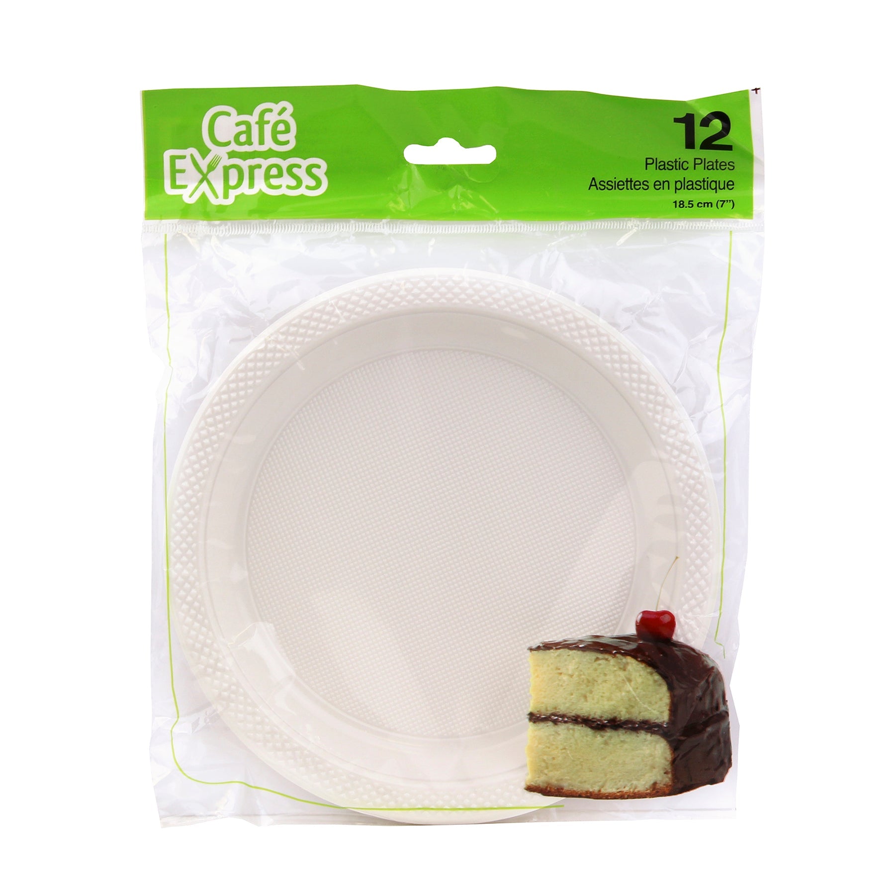 Café Express 12 Plates White Plastic 7in