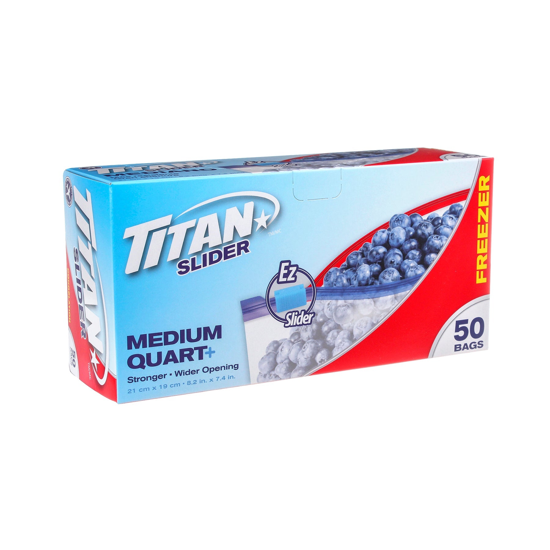Titan 50 Zipper Freezer Bags Medium 8.2x7.4in