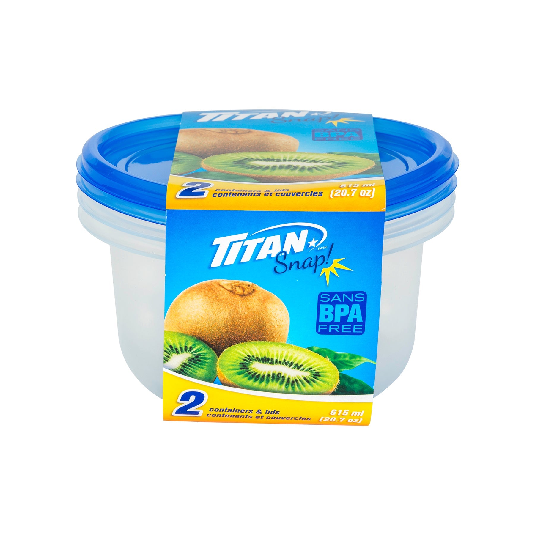 Titan Snap 2 Round Plastic Food Containers with Lid 20.7oz  4.5x3in