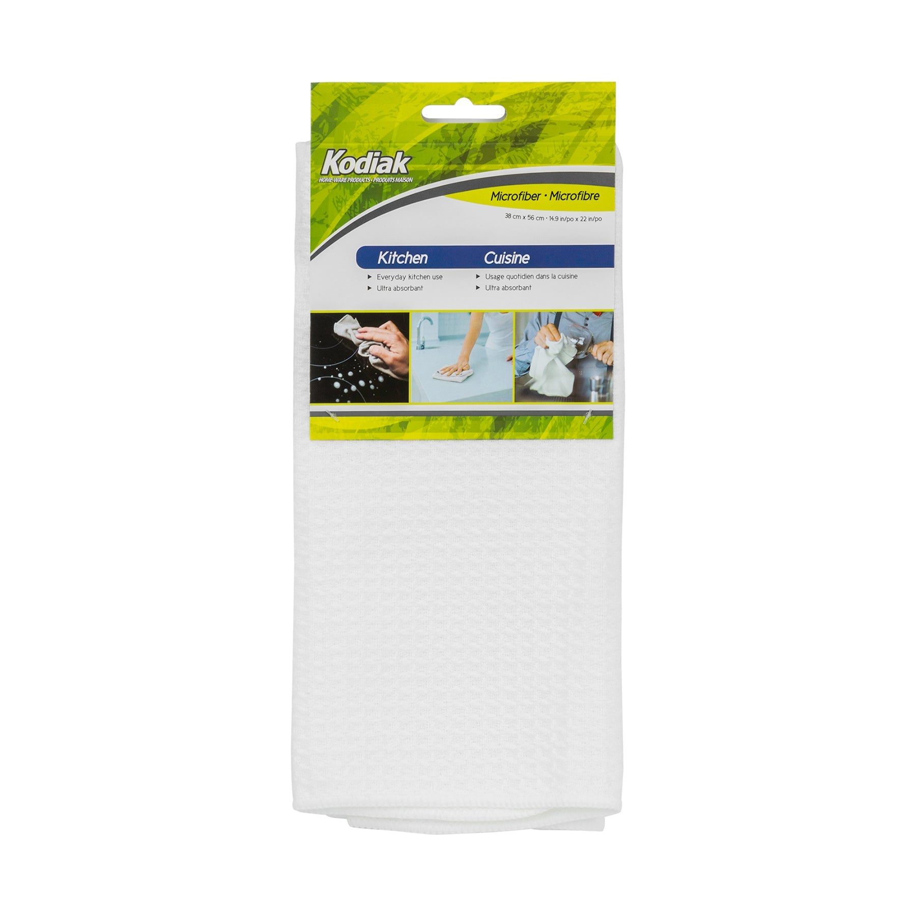Kodiak Microfiber White Kitchen Cloth 14.9x22in