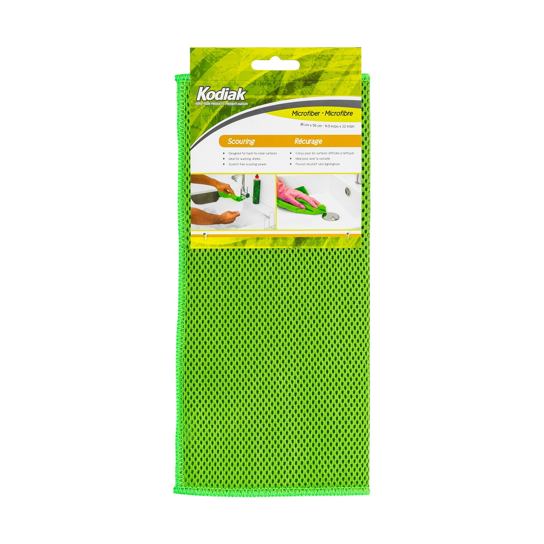 Kodiak Microfiber Scouring Cloth with Mesh Green 11.8x11.8in
