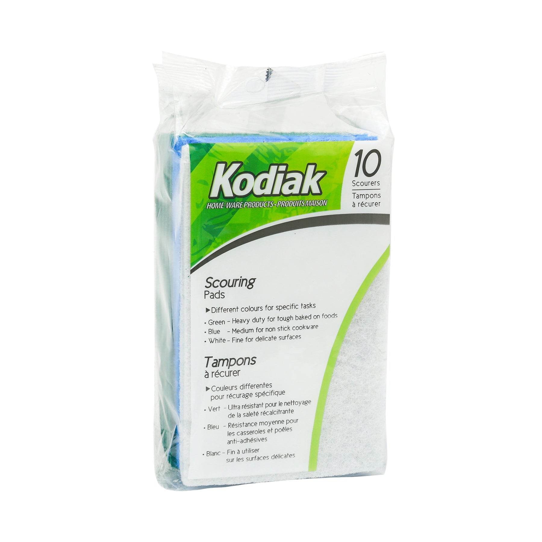 Kodiak 10 Scouring Pads Green/Blue/White 5.5x3.5in