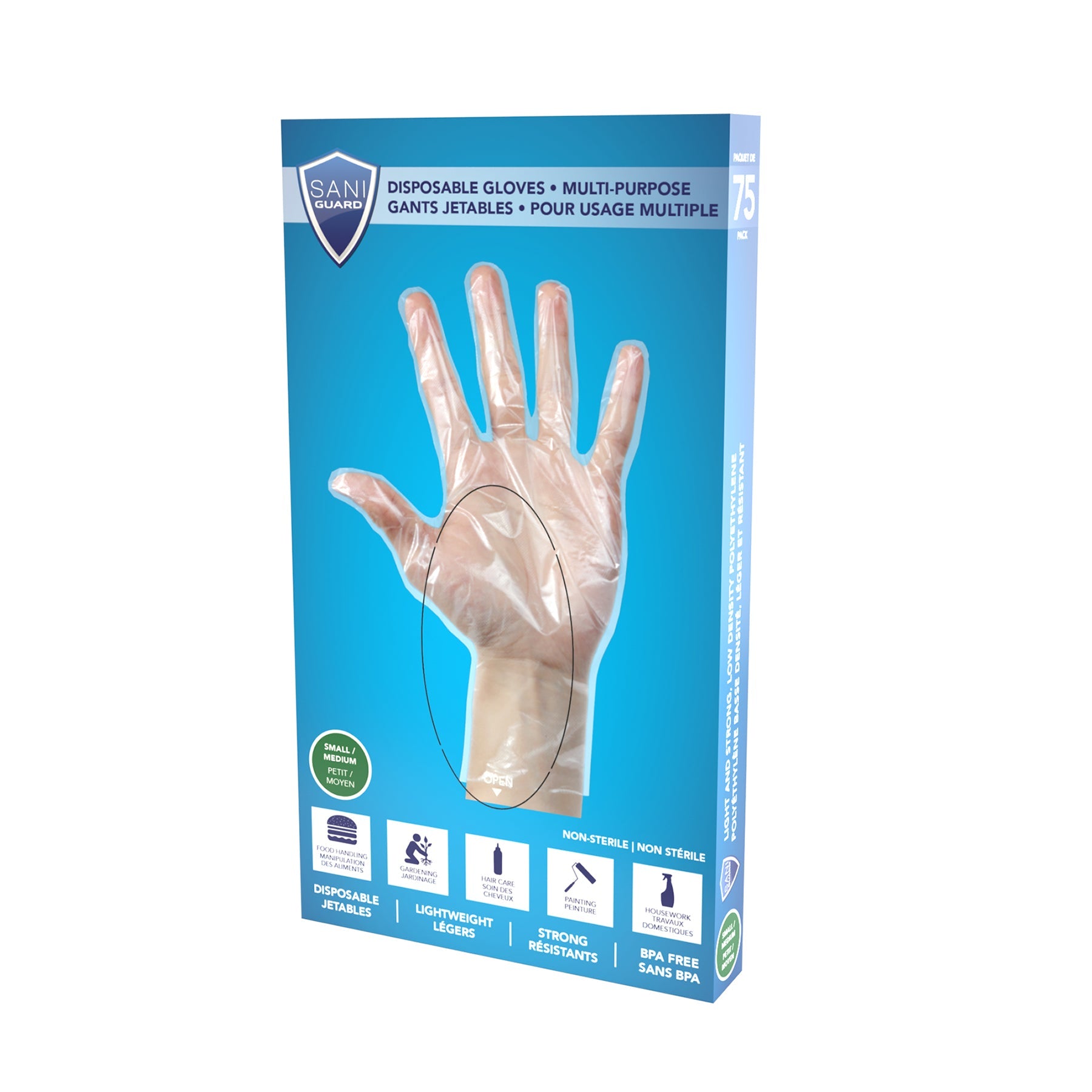 Sani Guard 75 Disposable Gloves Clear  Small/Medium