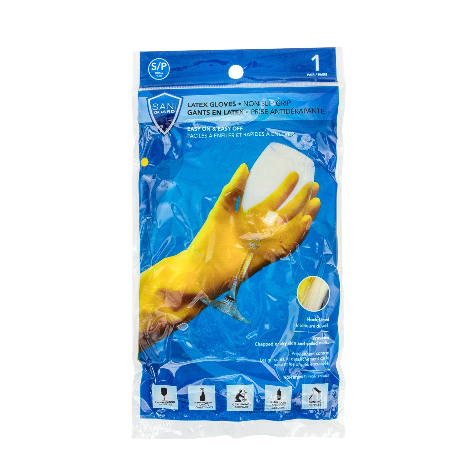 Sani-Guard 1 Pair Gloves Yellow Latex Small  