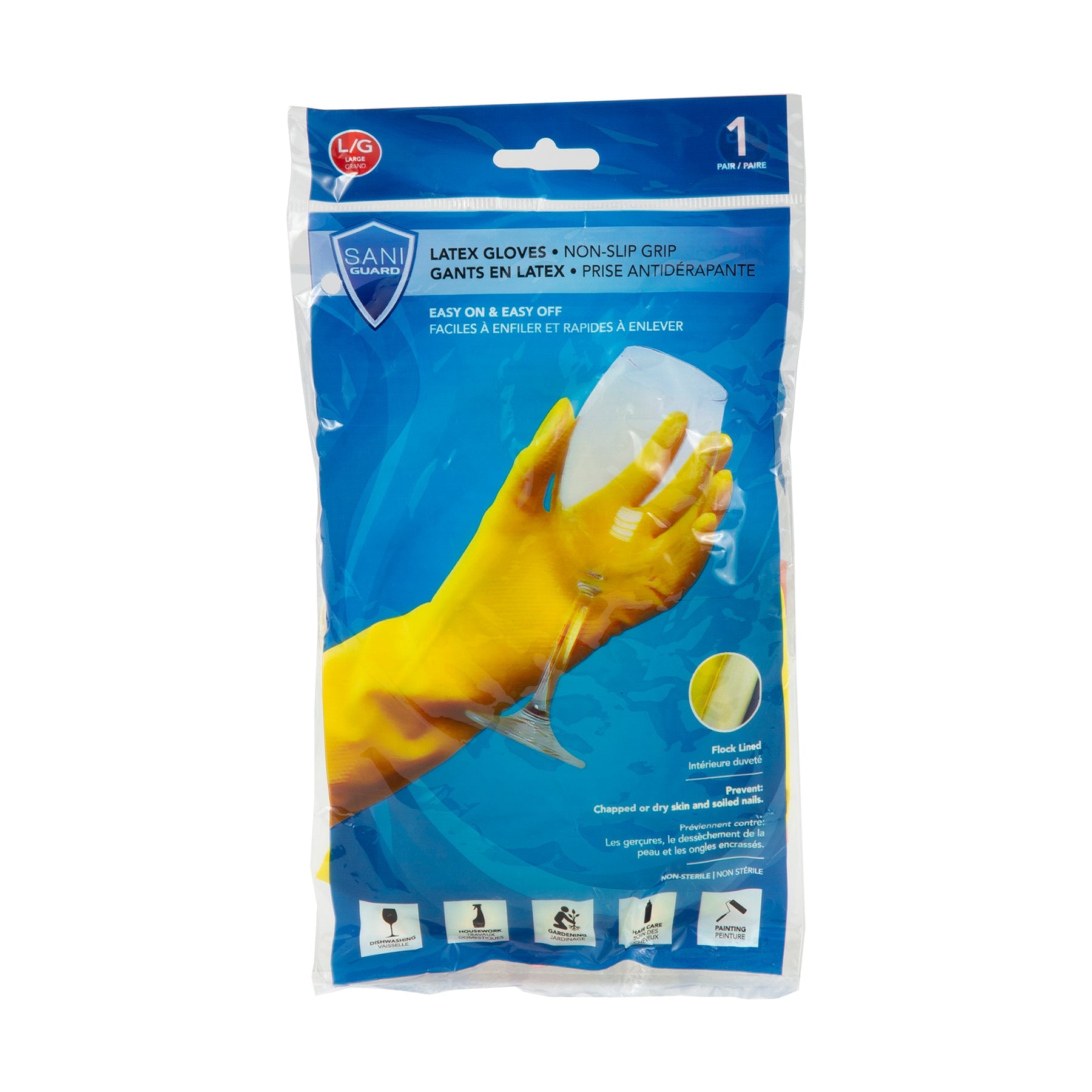 Sani-Guard 1 Pair Gloves Yellow Latex Large   