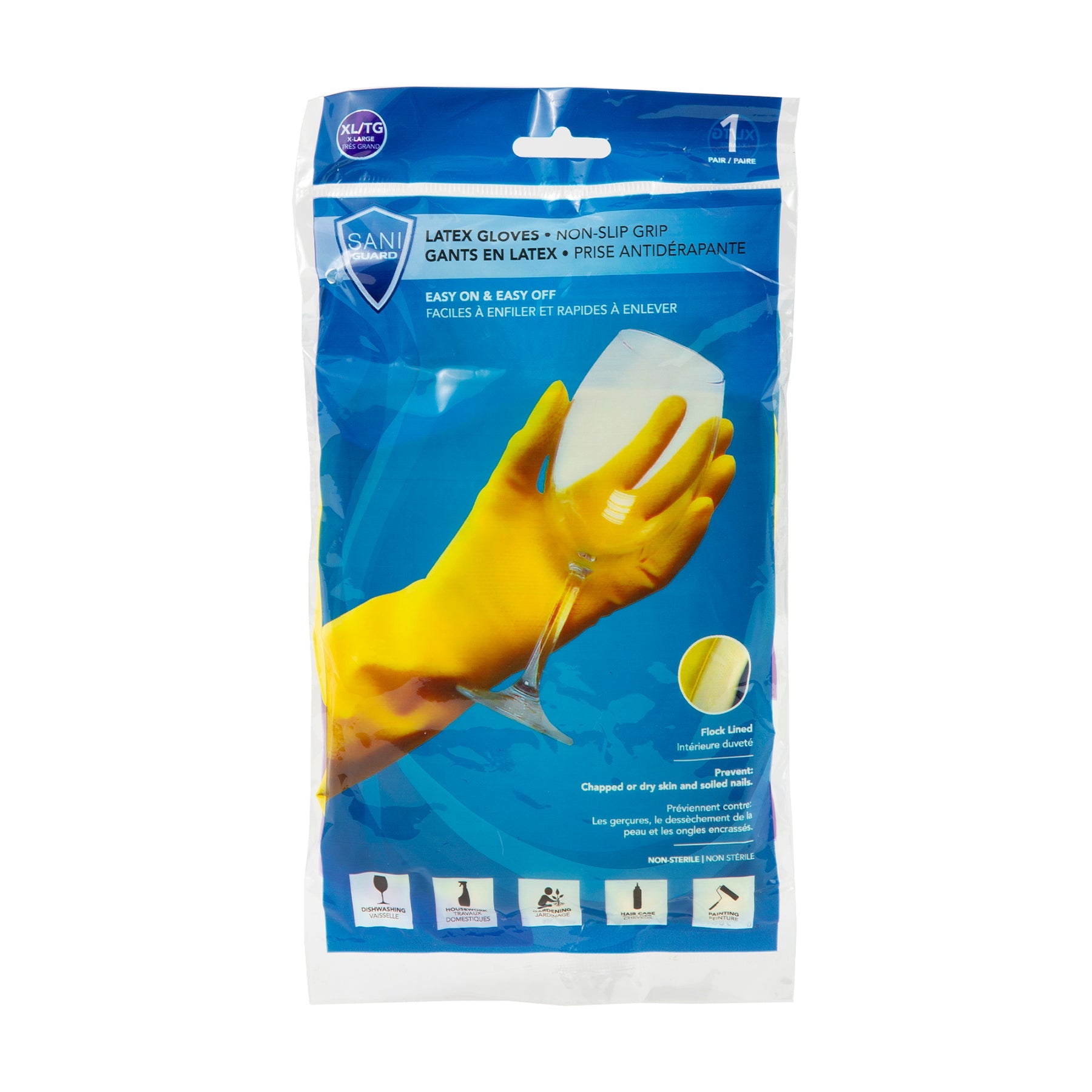 Sani-Guard 1 Pair Gloves Yellow Latex X-Large