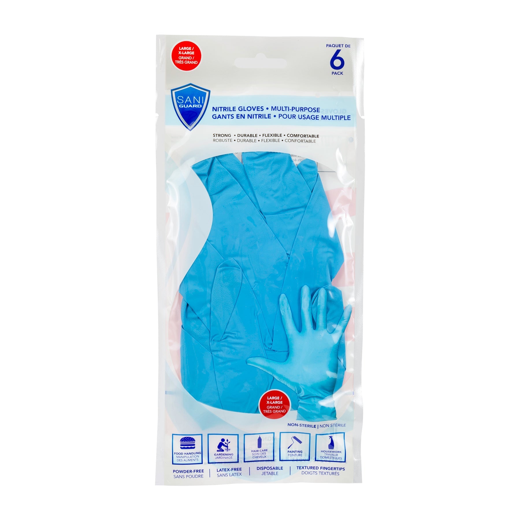 Sani-Guard 6 Blue Nitrille Gloves Large