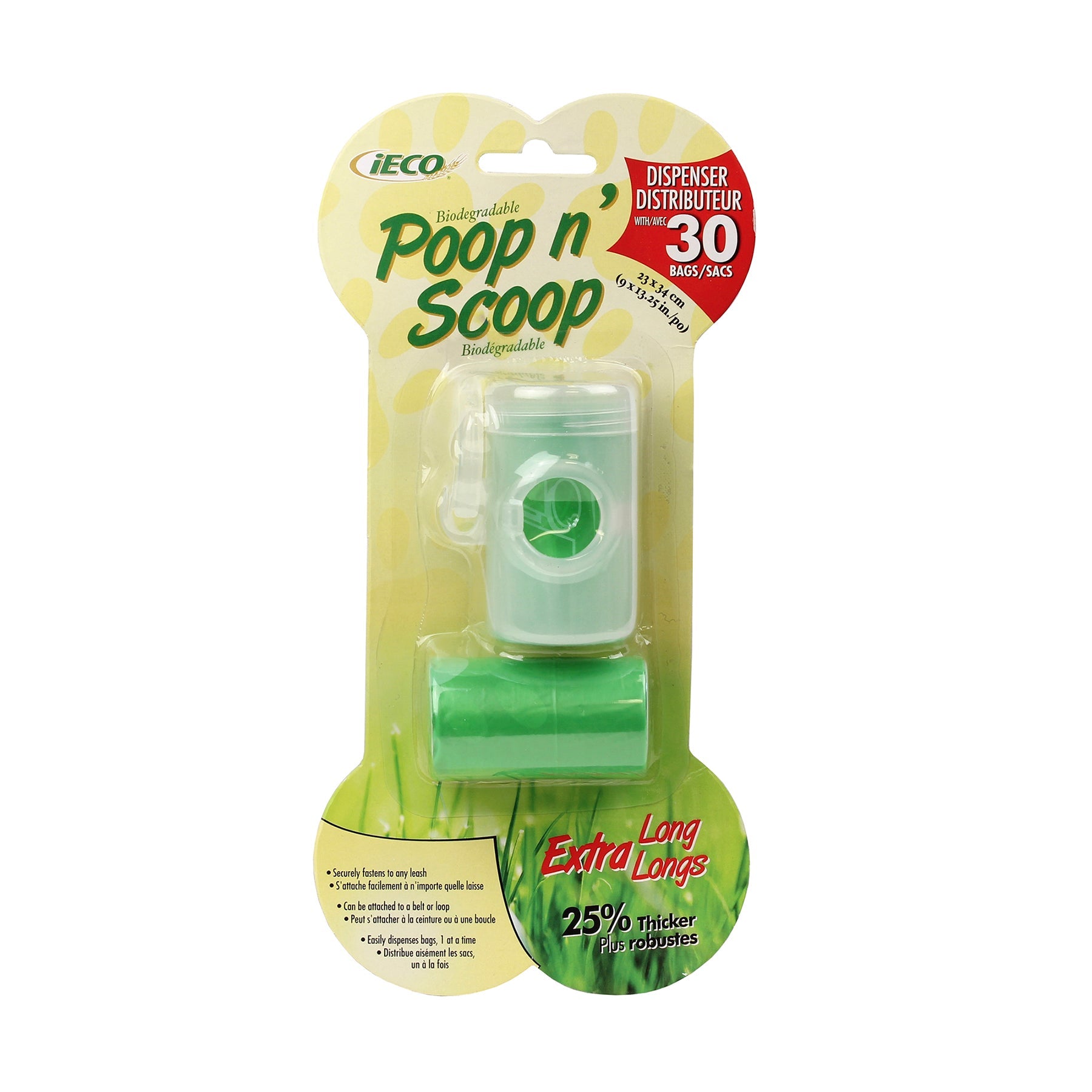 iEco Poop-N-Scoop Dispenser and 30 Green Bags 9x13.25in