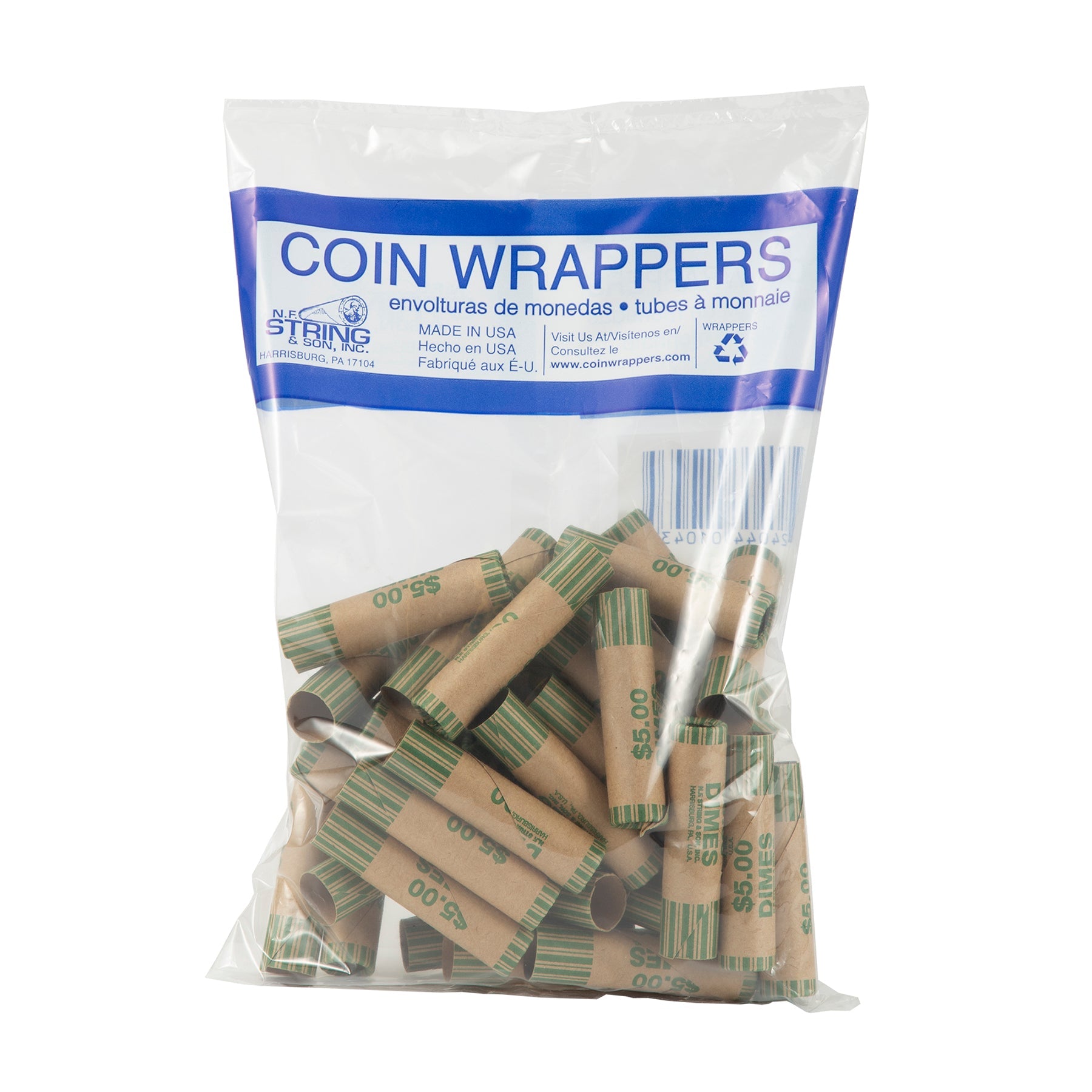 N.F. String 36 Paper Coin Wrappers $0.10