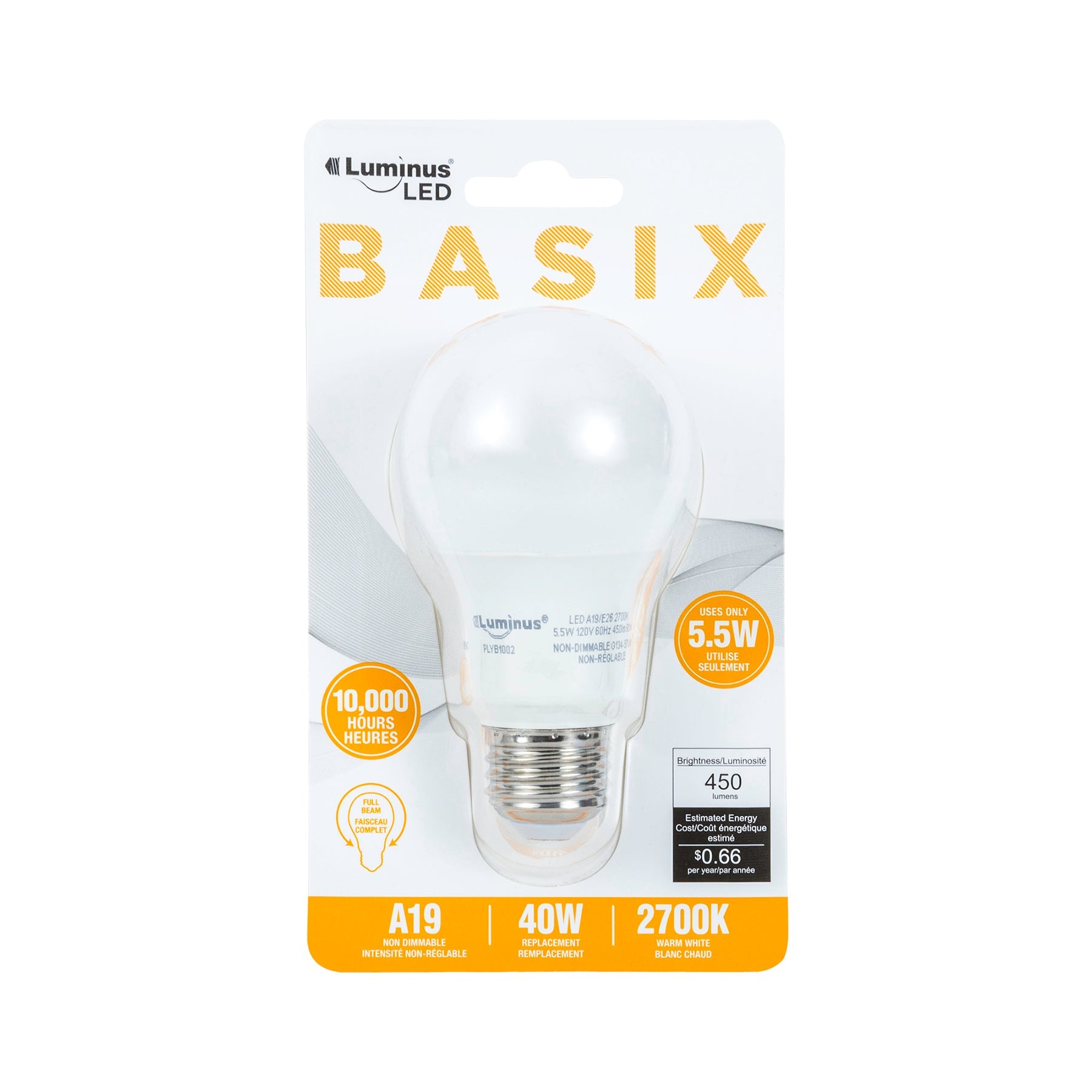 Luminus Led Basix Light Bulb Warm White A19 2700K