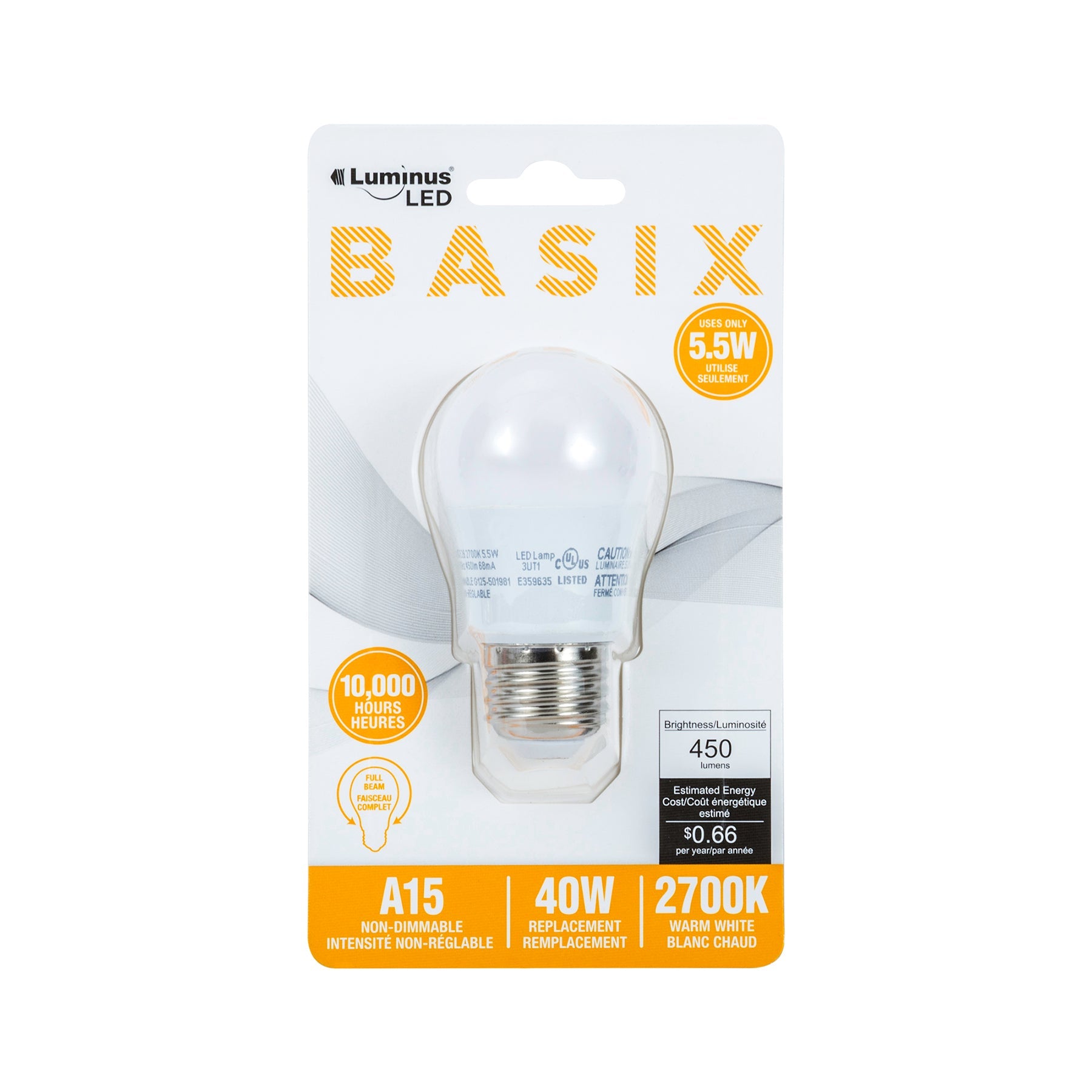 Luminus Led Basix Light Bulb Warm White A15 2700K 2x3.5in