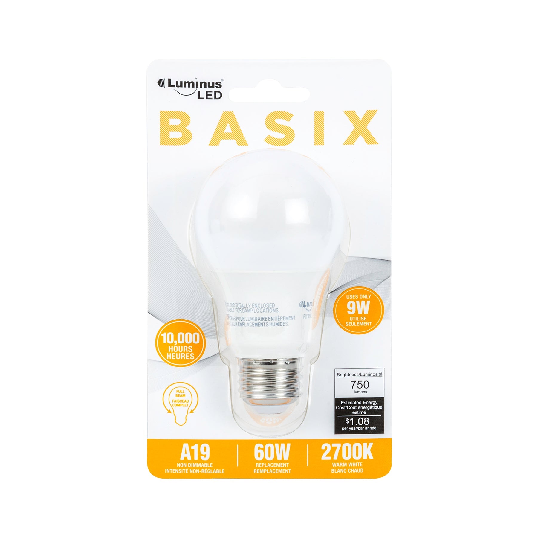 Luminus Led Basix Light Bulb Warm White A19 2700K 2.36x4.2in