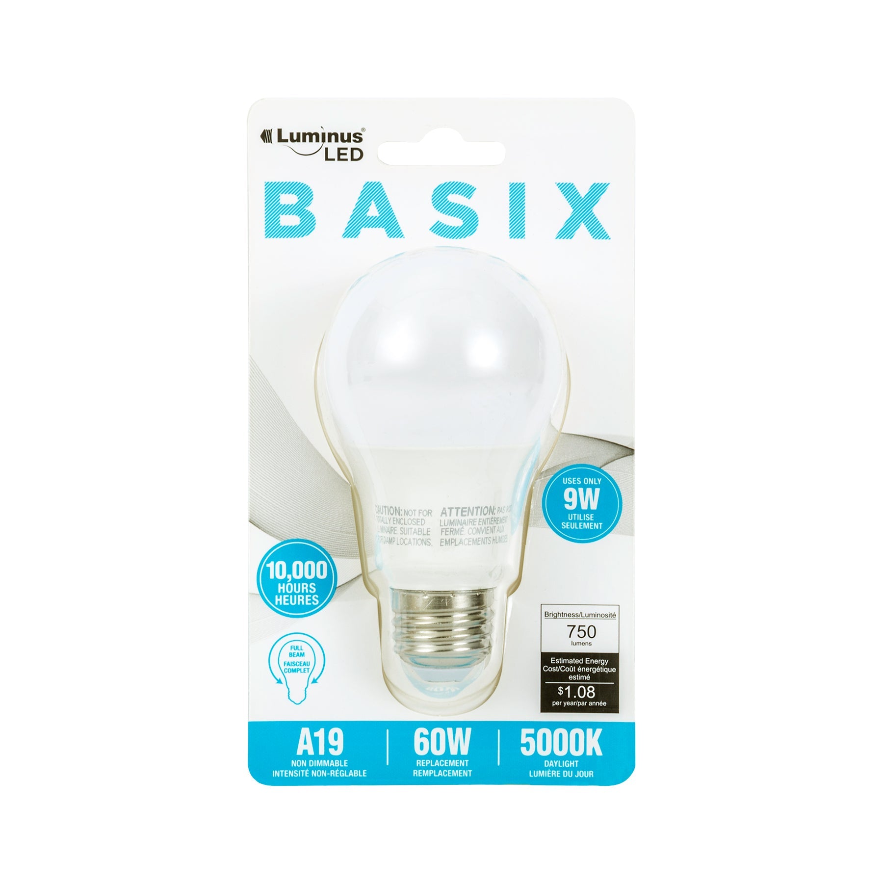 Luminus Led Basix Light Bulb Daylight A19 5000K 2.36x4.2in