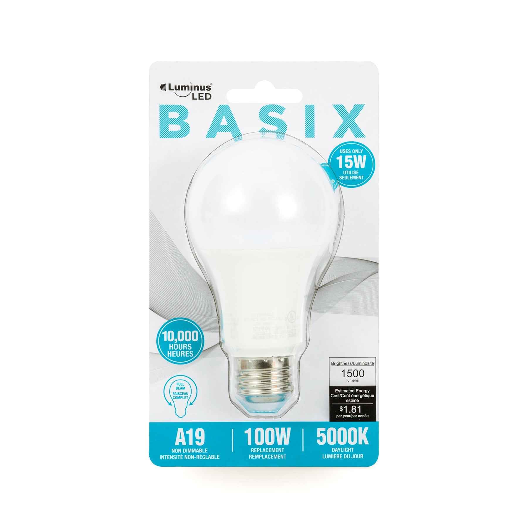 Luminus Led Basix Light Bulb Daylight  A19 5000K 2.36x4.2in