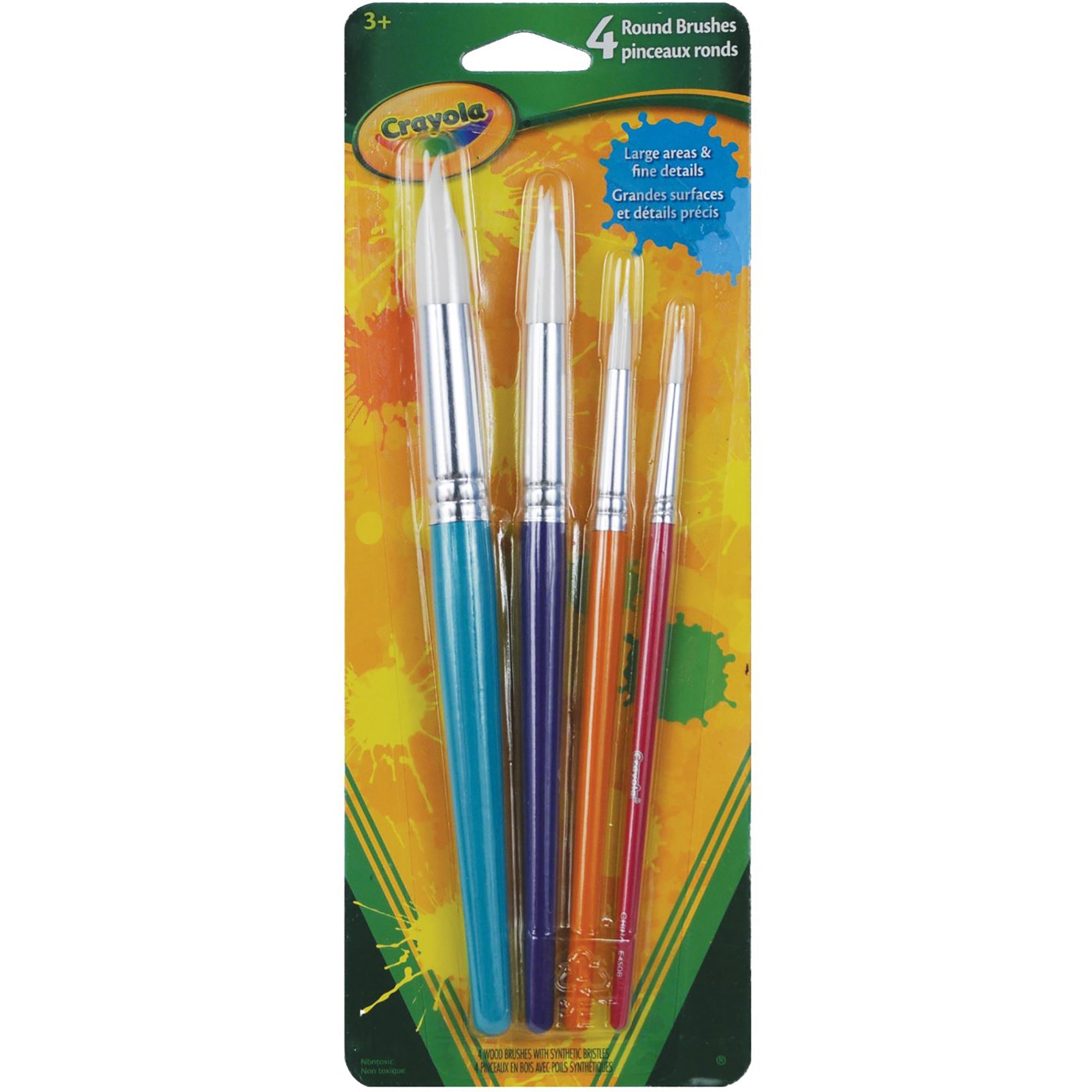 Crayola 4 Paintbrushes - Round -Synthetic Bristles 