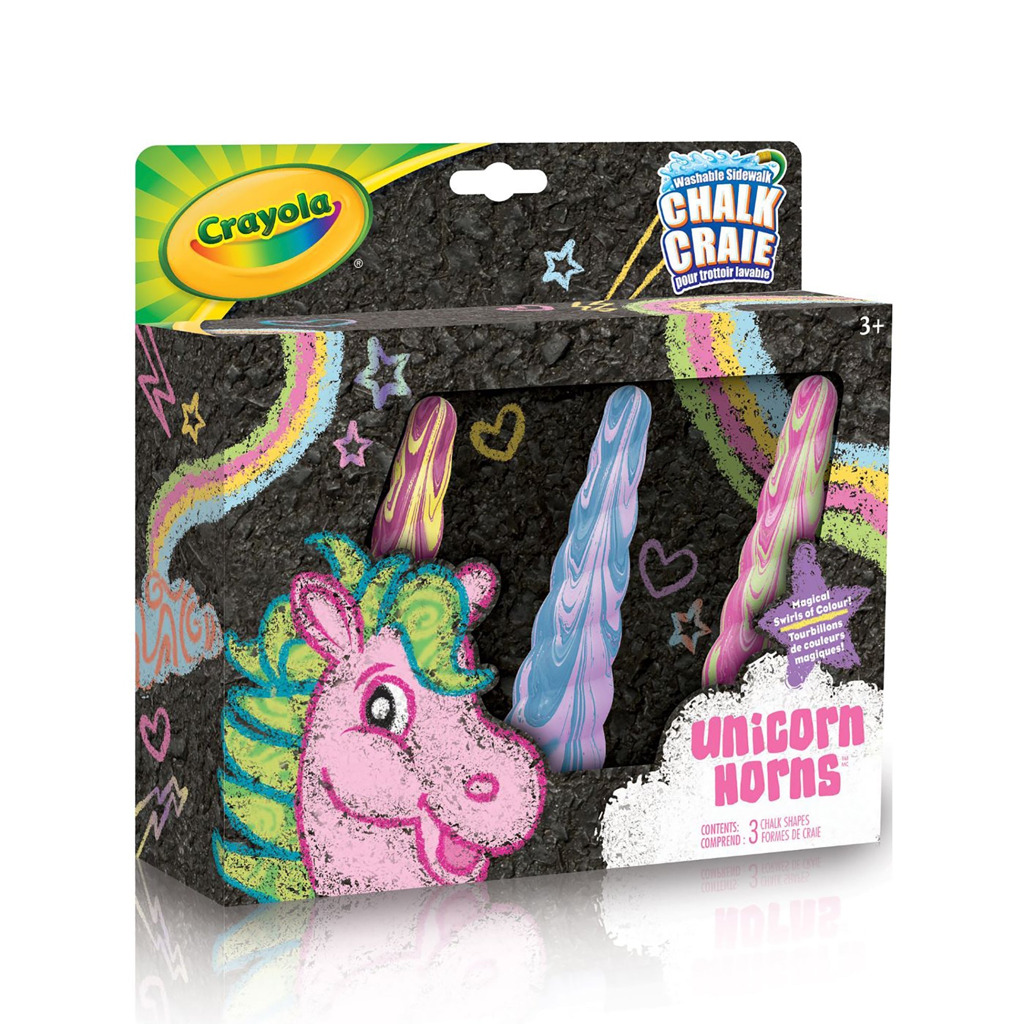 Crayola 3 Sidewalk Chalks Unicorn Horn - Washable 4.75in